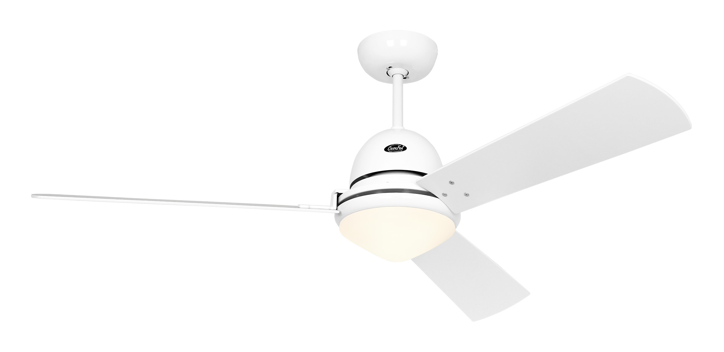 CasaFan Deckenventilator LIBECCIO WE mit Fernbedienung - Lack weiß -4 Flügel Kirsche/Ahorn  Ø 120 cm - 4 Flügel Lack weiß/lichtgrau Ø 142 - mit Leuchte