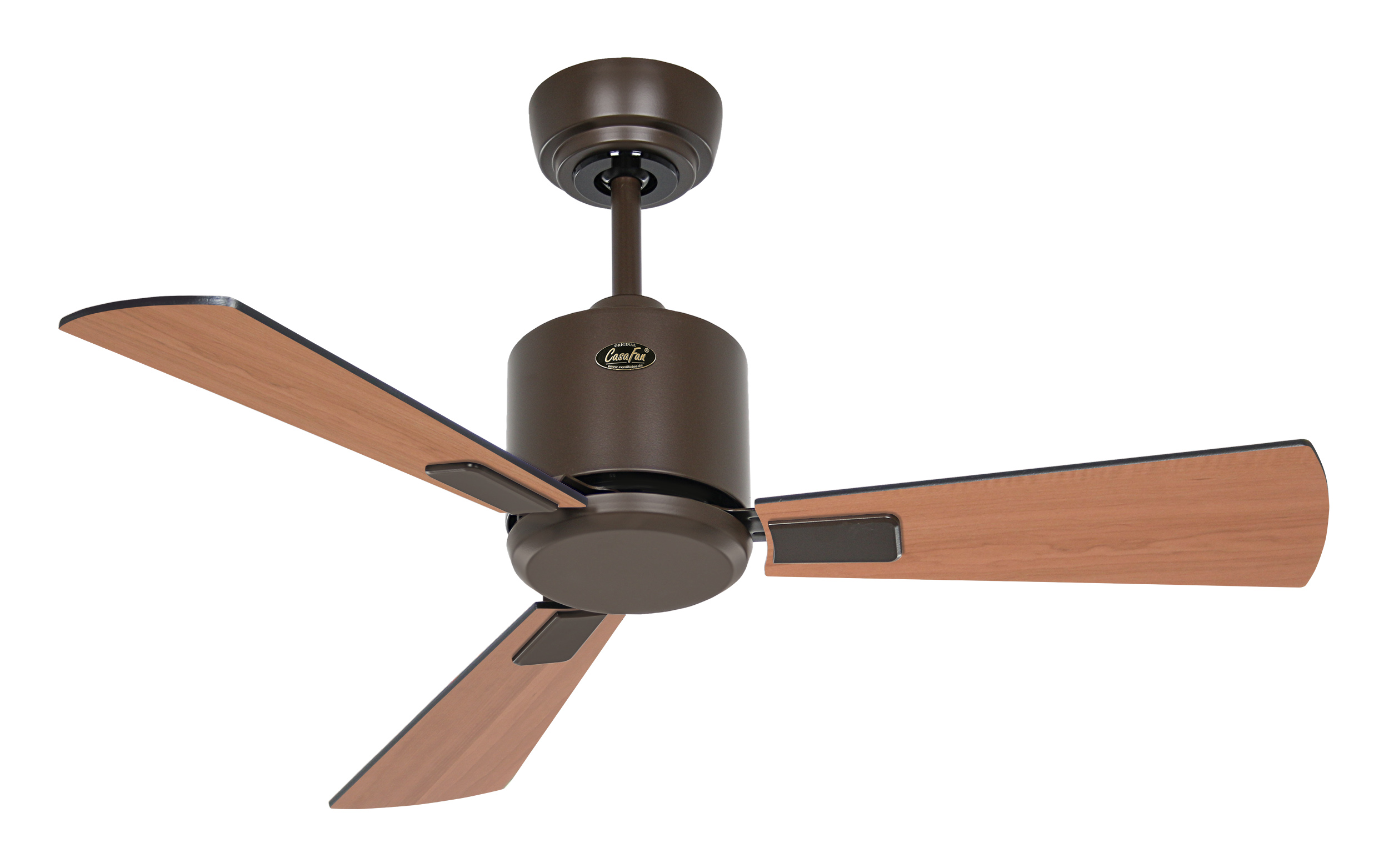 CasaFan Deckenventilator ECO NEO III 92 BZ-SW/TK - Gehäuse Lack bronze - 4 Flügel Lack schwarz/Teak - mit Fernbedienung - Ø 92 cm