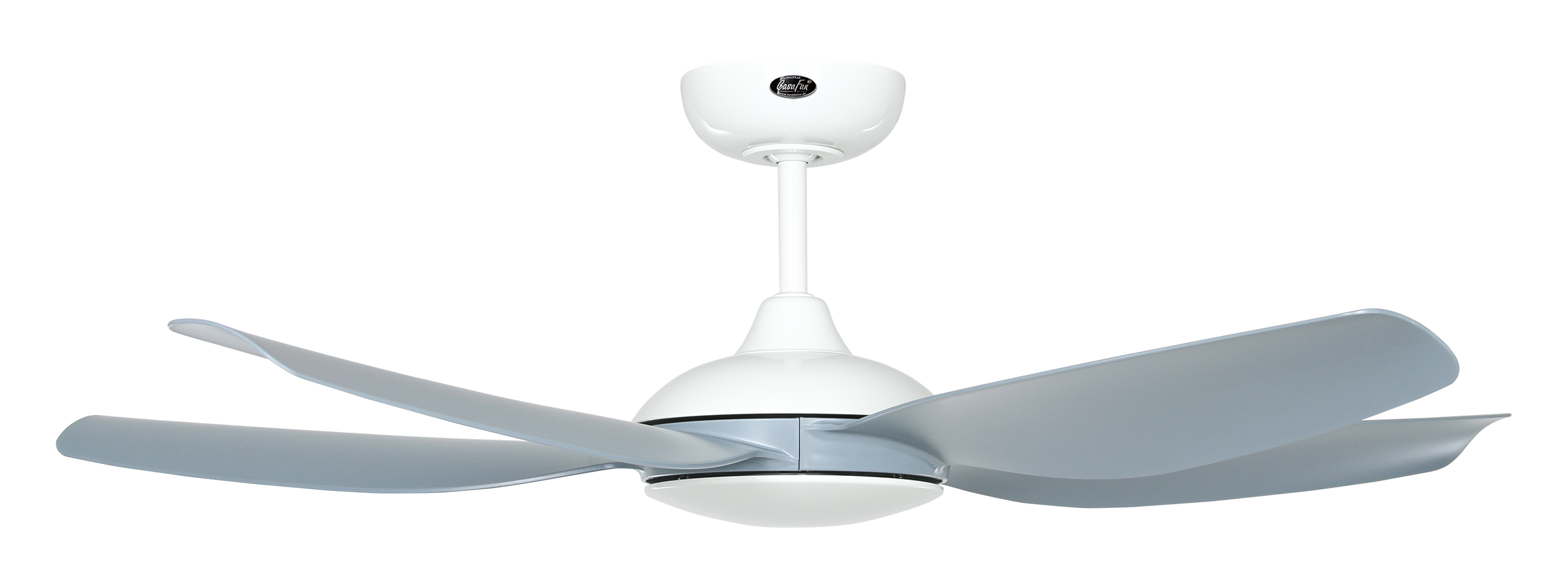 CasaFan Deckenventilator Eco Volare 116 WE-LG- Gehäuse Lack weiß - 5 Flügel Lack lichtgrau - mit Fernbedienung - Ø 116 cm