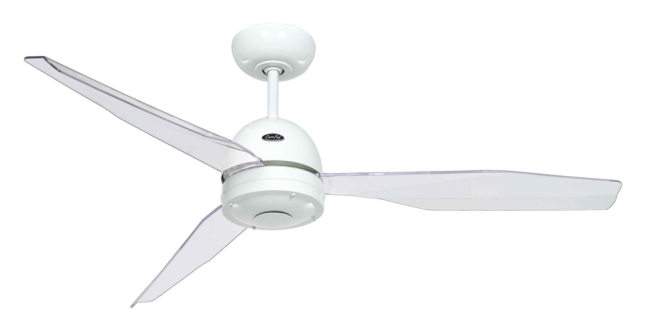 CasaFan Deckenventilator CasaFan LIBELLE WE mit Fernbedienung - Gehäuse Lack weiß - 4 Flügel Acrylglas klar - Ø 132 cm