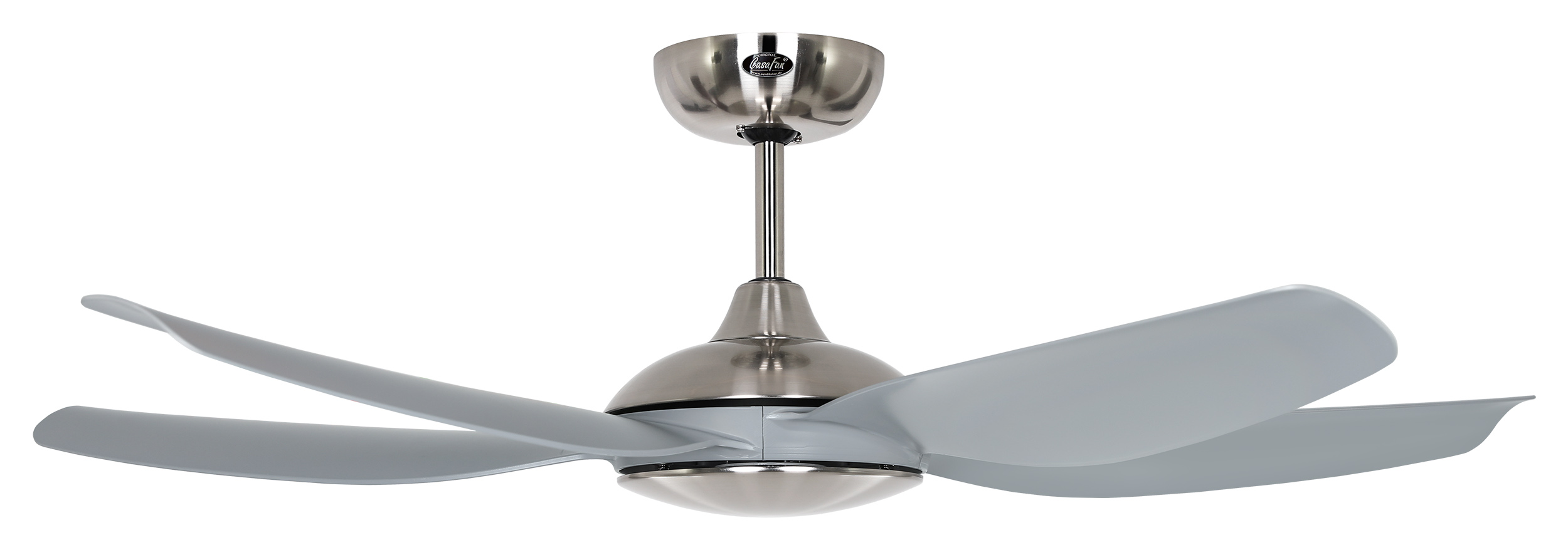 CasaFan Deckenventilator Eco Volare 116 BN-LG - Gehäuse Chrom gebürstet- 5 Flügel Lack lichtgrau - mit Fernbedienung - Ø 116 cm