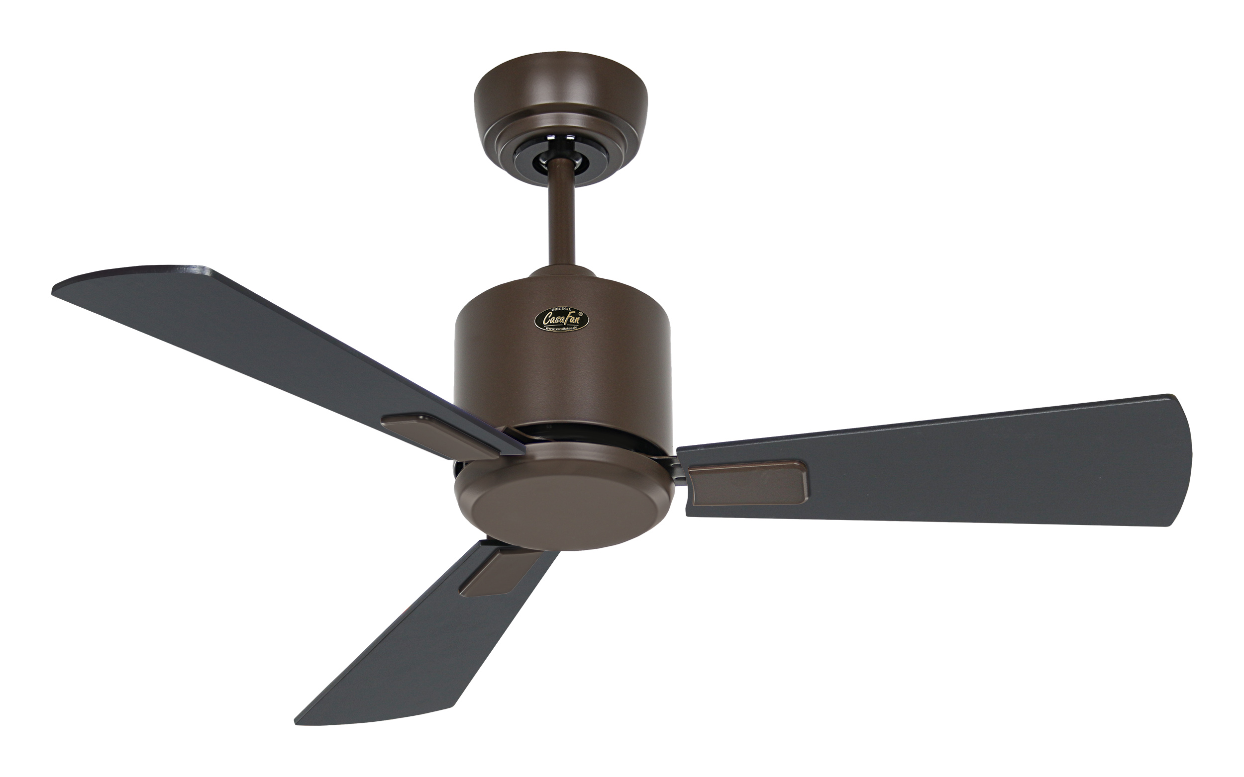 CasaFan Deckenventilator ECO NEO III 92 BZ-SW/TK - Gehäuse Lack bronze - 4 Flügel Lack schwarz/Teak - mit Fernbedienung - Ø 92 cm