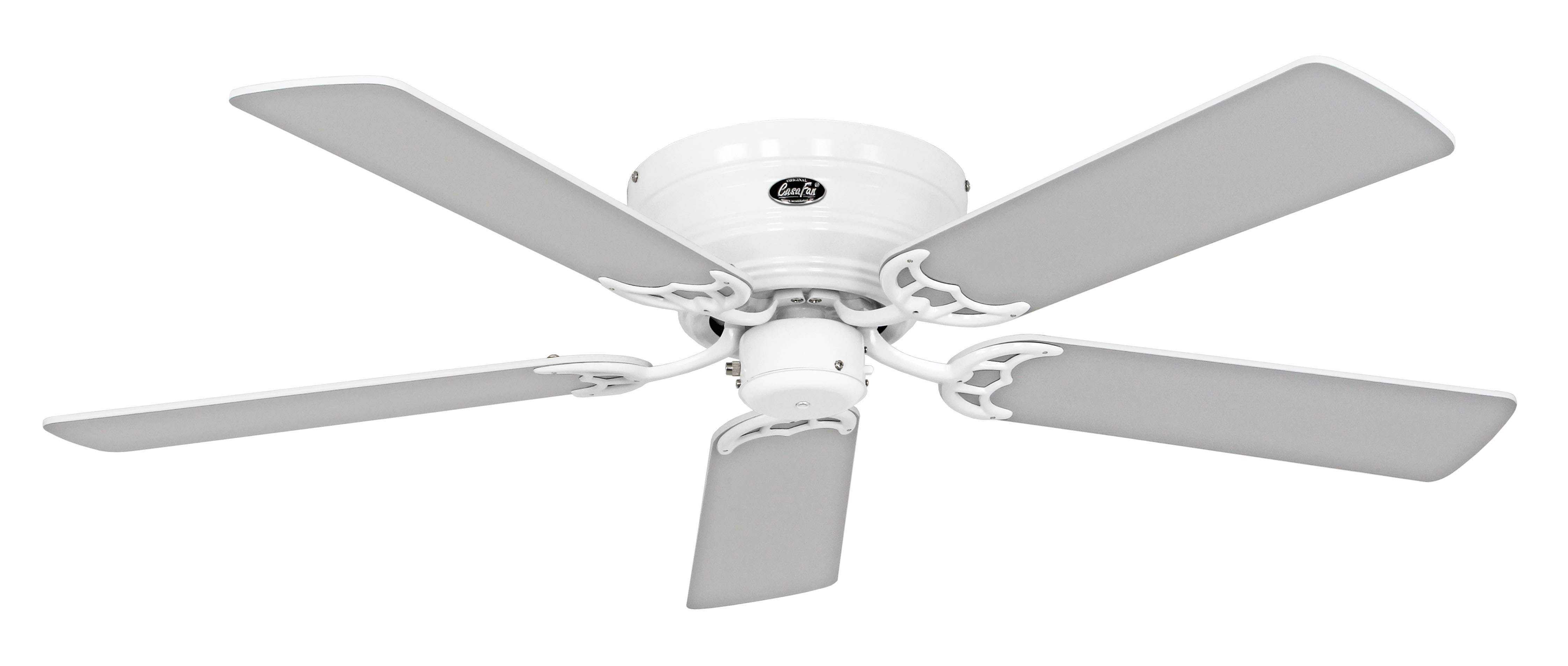 CasaFan Deckenventilator CLASSIC FLAT 132-III WE-WE/LG - Gehäuse Lack weiß - 5 Flügel Lack weiß/hellgrau - Ø 132 cm