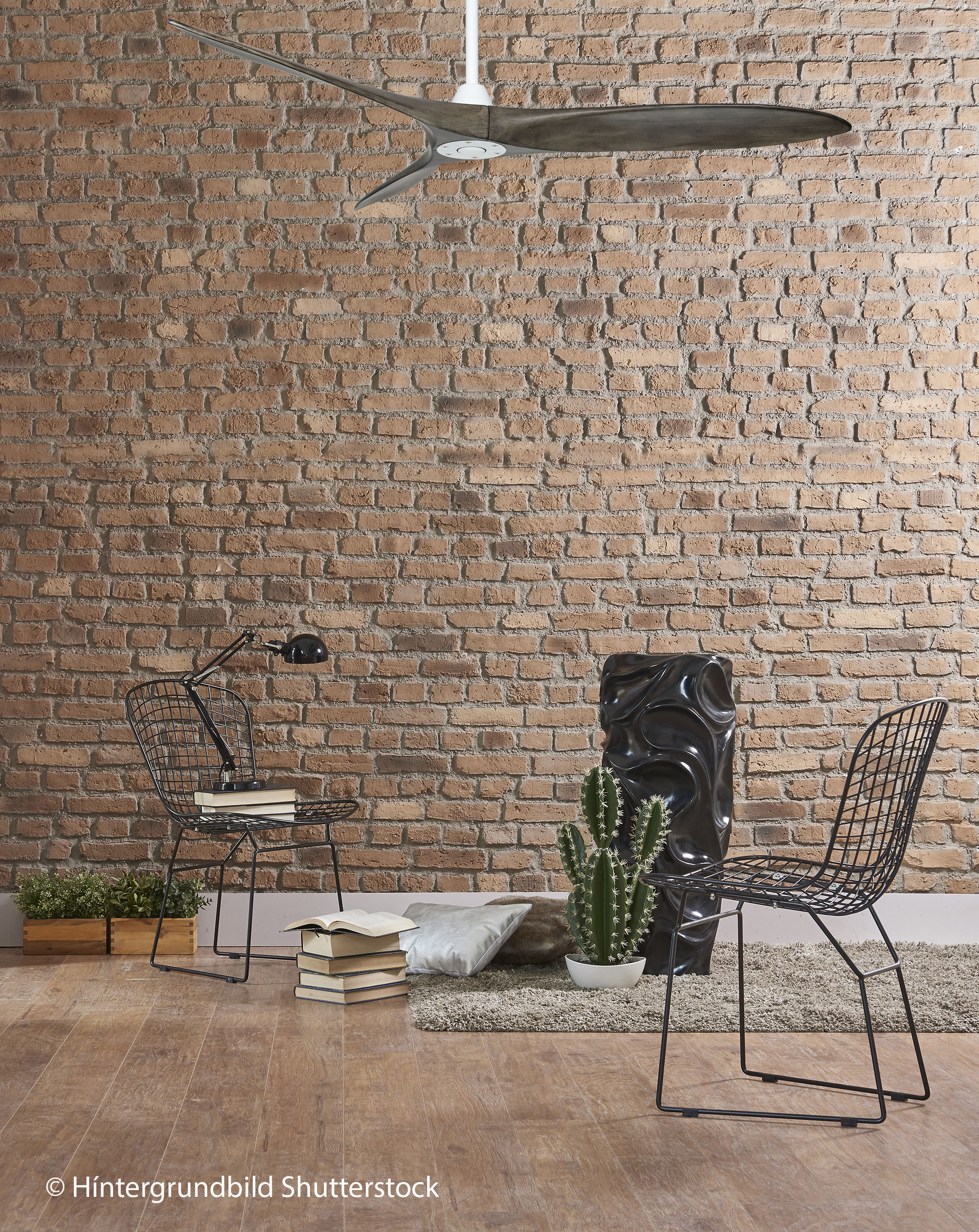 Ambiente CasaFan Deckenventilator ECO AIRSCREW 152 MW-GW - Gehäuse Lack matt weiß - 3 Flügel Grey washed - mit Fernbedienung - Ø 152 cm