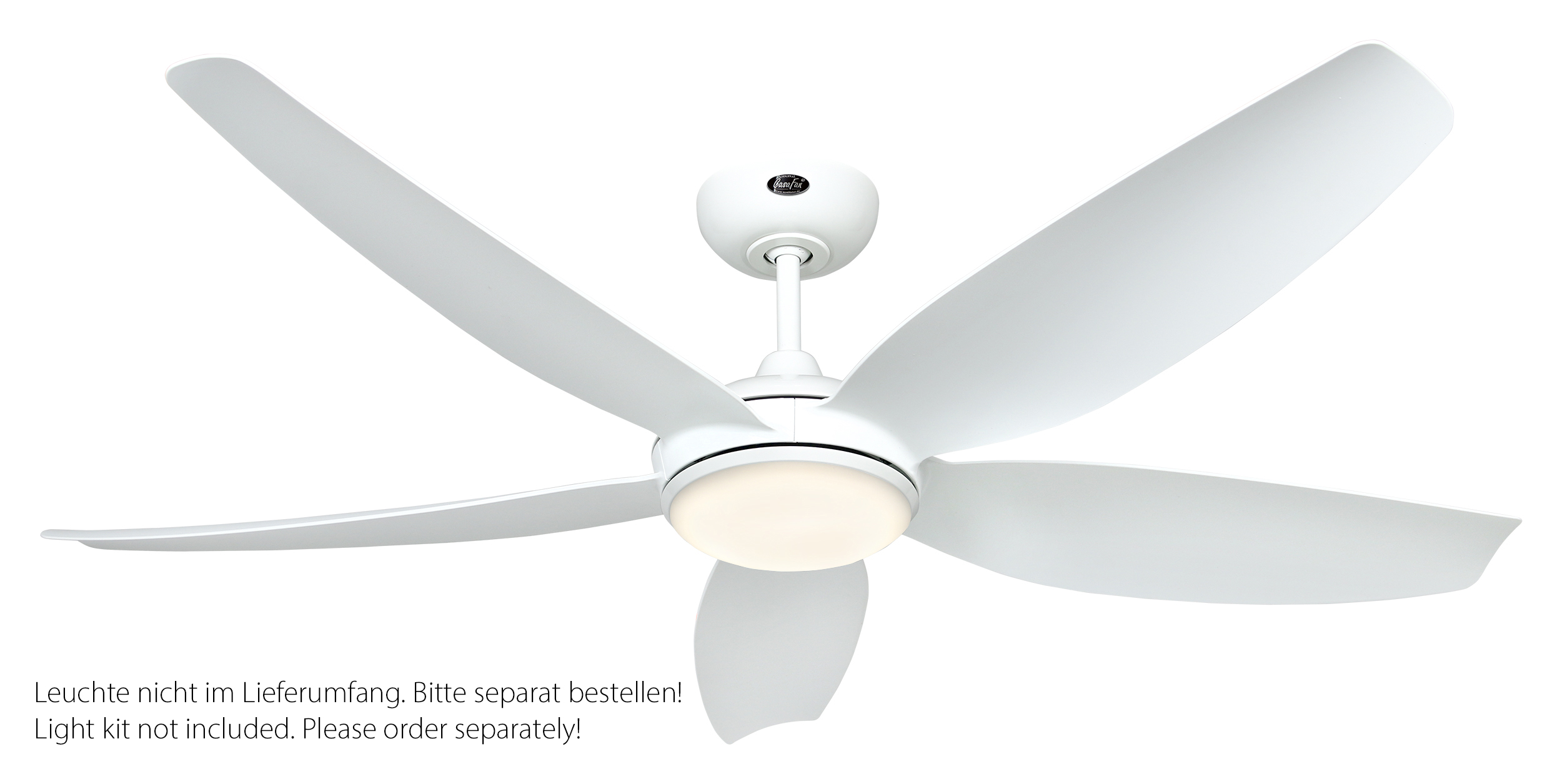 CasaFan Deckenventilator Eco Volare 142 WE-WE - Gehäuse Lack weiß - 5 Flügel Lack weiß - mit Fernbedienung - Ø 142 cm