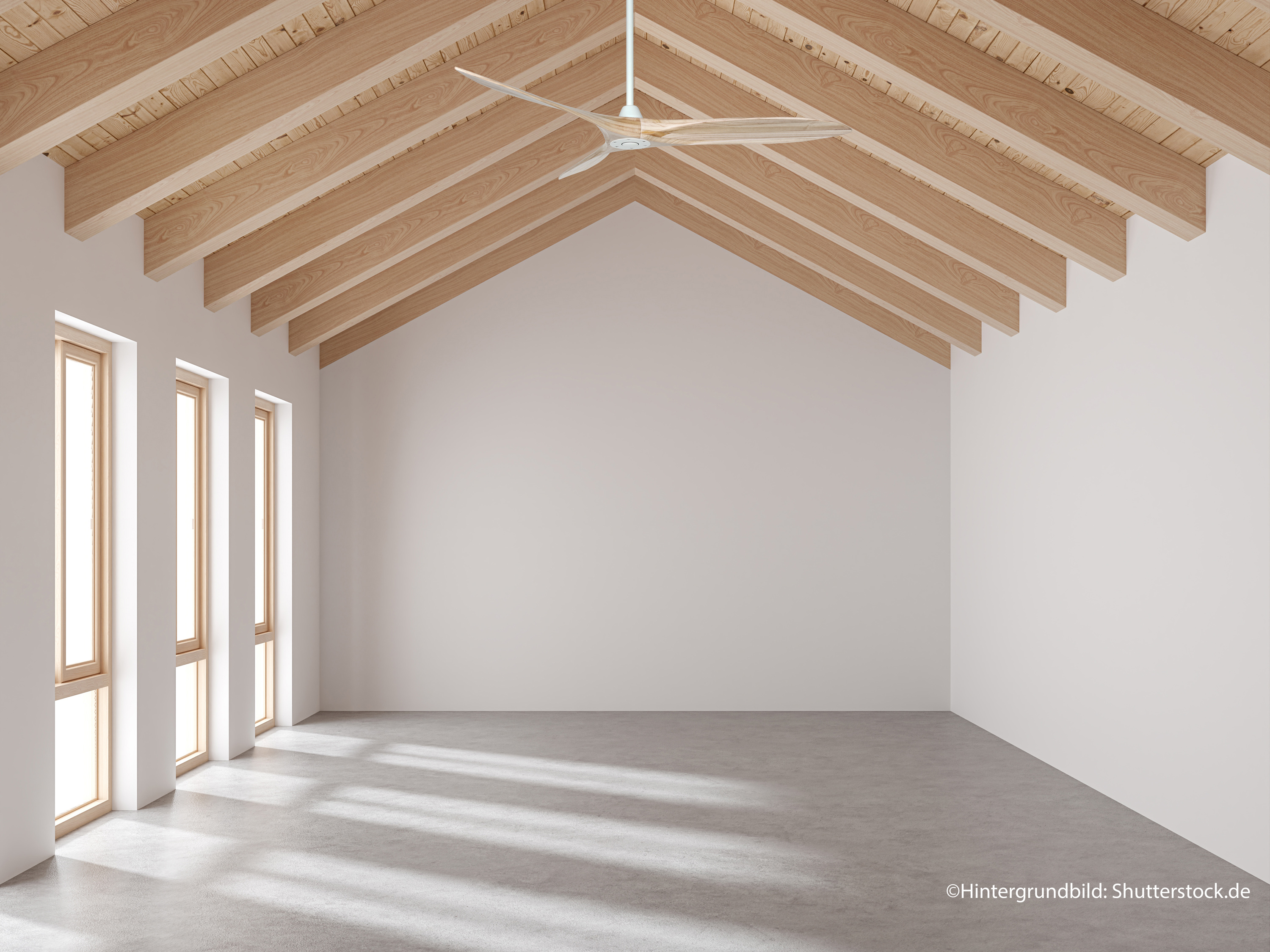 Ambiente CasaFan Deckenventilator ECO AIRSCREW 152 MW-NT - Gehäuse Lack matt weiß - 3 Flügel Holz natur - mit Fernbedienung - Ø 152 cm