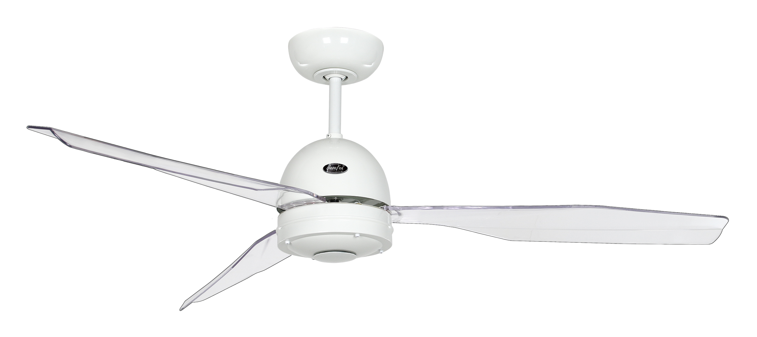 CasaFan Deckenventilator CasaFan LIBELLE WE mit Fernbedienung - Gehäuse Lack weiß - 4 Flügel Acrylglas klar - Ø 132 cm