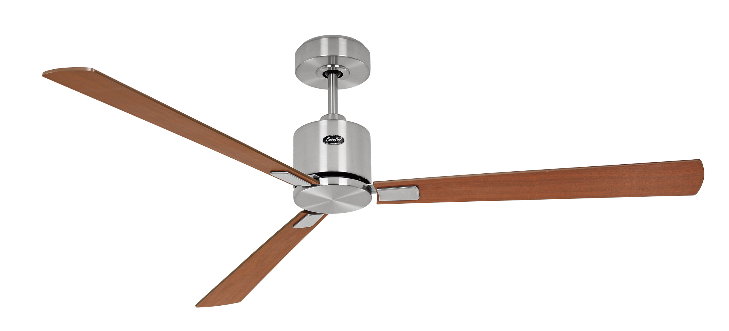 CasaFan Deckenventilator ECO CONCEPT 152 BN-NB/KI - Gehäuse Chrom gebürstet - 4 Flügel Nussbaum/Kirsche - Ø 152 cm - mit Fernbedienung