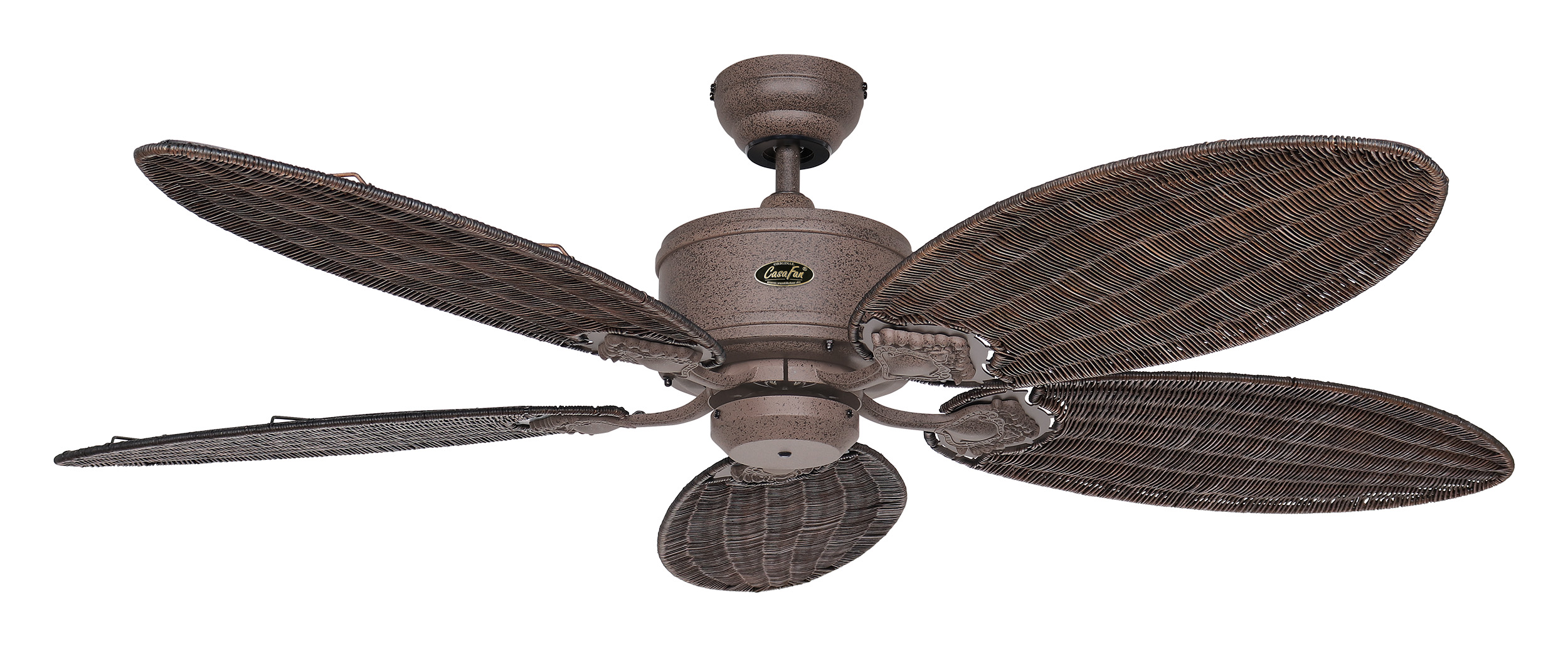 CasaFan Deckenventilator CARIBBEAN DREAM ECO II BA-RTN- Gehäuse Lack braun antik - Flügel Rattan antik geflochten - mit Fernbedienung