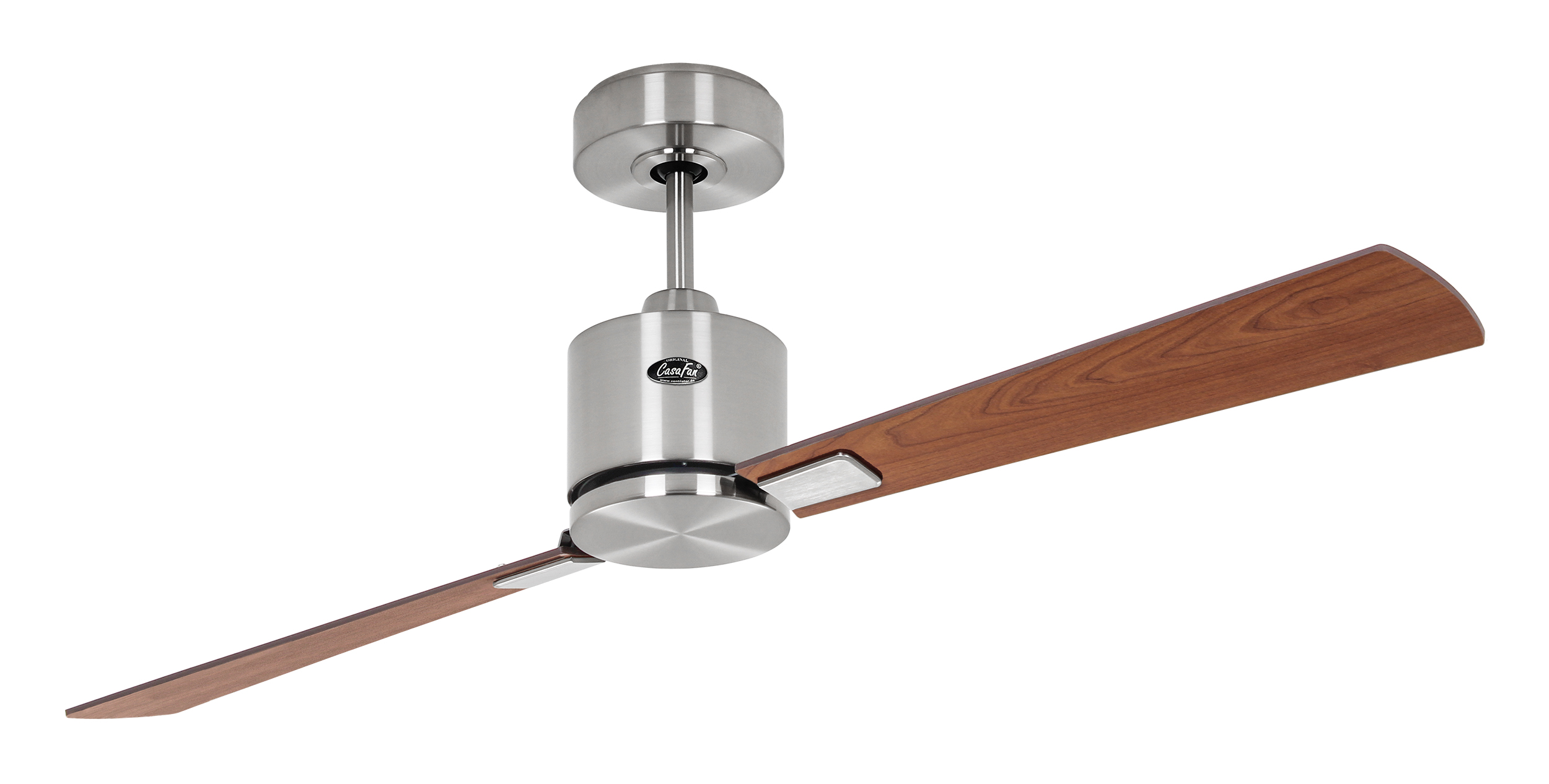 CasaFan Deckenventilator ECO CONCEPT 132 BN-NB/KI - Gehäuse Chrom gebürstet - 4 Flügel Nussbaum/Kirsche - Ø 132 cm - mit Fernbedienung
