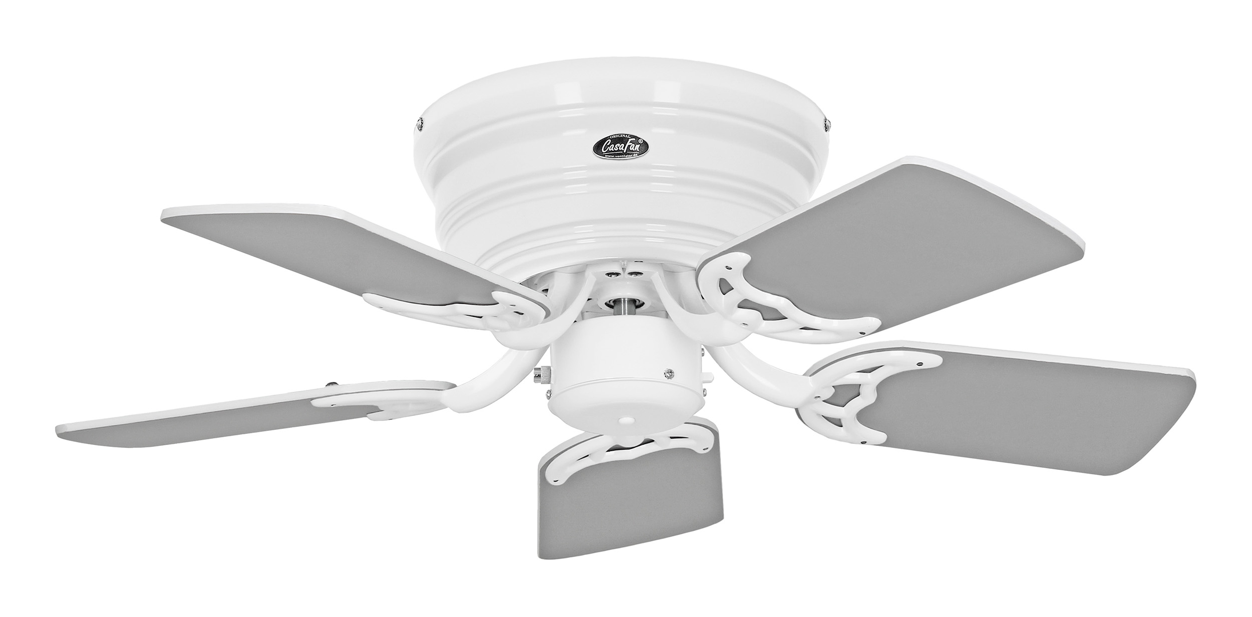 CasaFan Deckenventilator CLASSIC FLAT 75-III WE-WE/LG - Gehäuse Lack weiß - 5 Flügel Lack weiß/hellgra - Ø 79,2 cm
