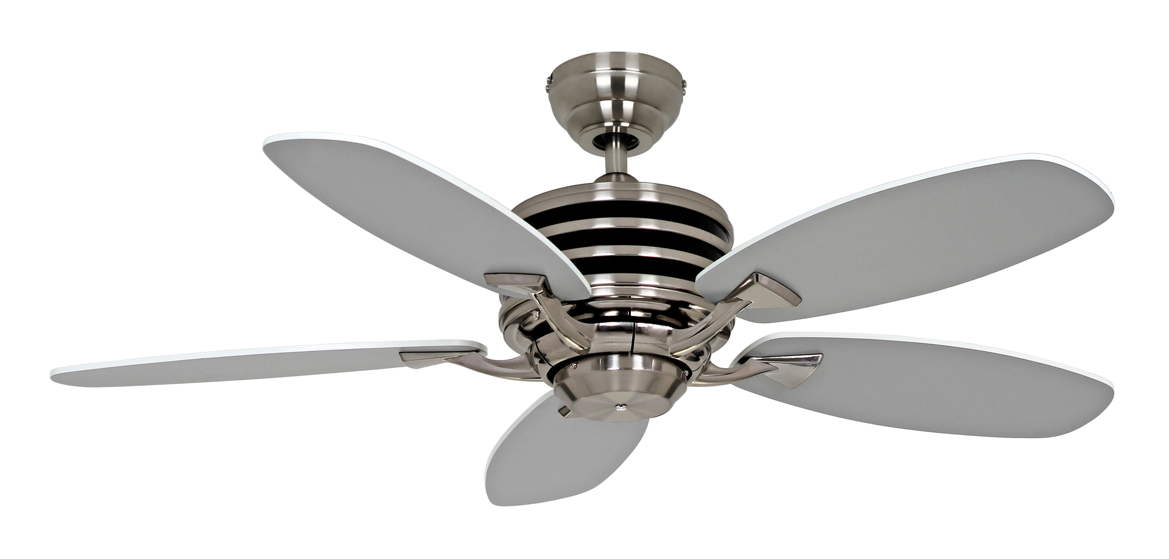 CasaFan Deckenventilator ECO GAMMA 103 WE-LG - Gehäuse Chrom gebürstet - 5 Flügel Lack weiß/hellgrau - Ø 103 cm - mit Fernbedienung