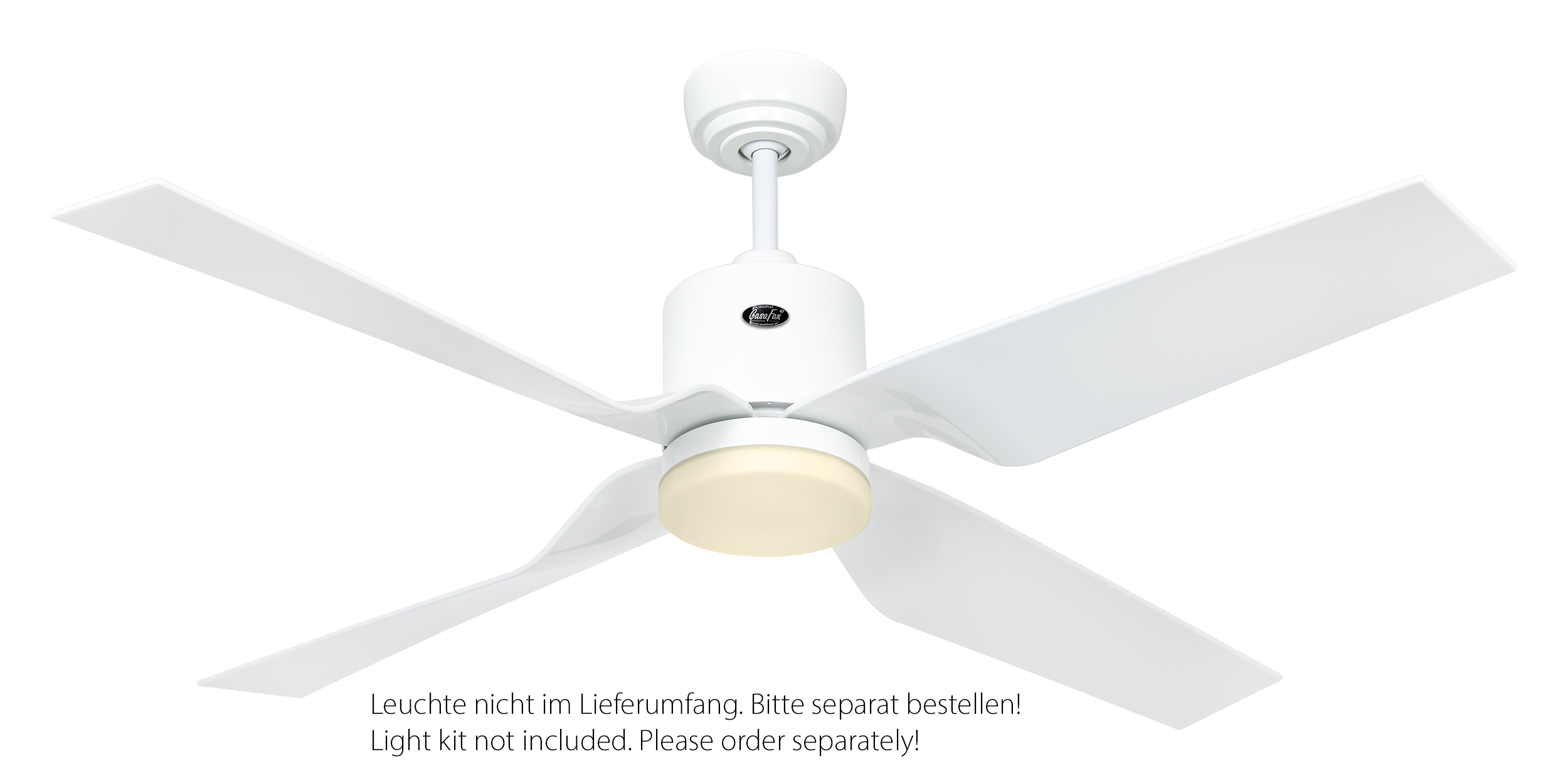 CasaFan Deckenventilator ECO DYNAMIX II WE-WE - Gehäuse Lack weiß - 4 Flügel Lack weiß - Ø 132 cm - mit Fernbedienung
