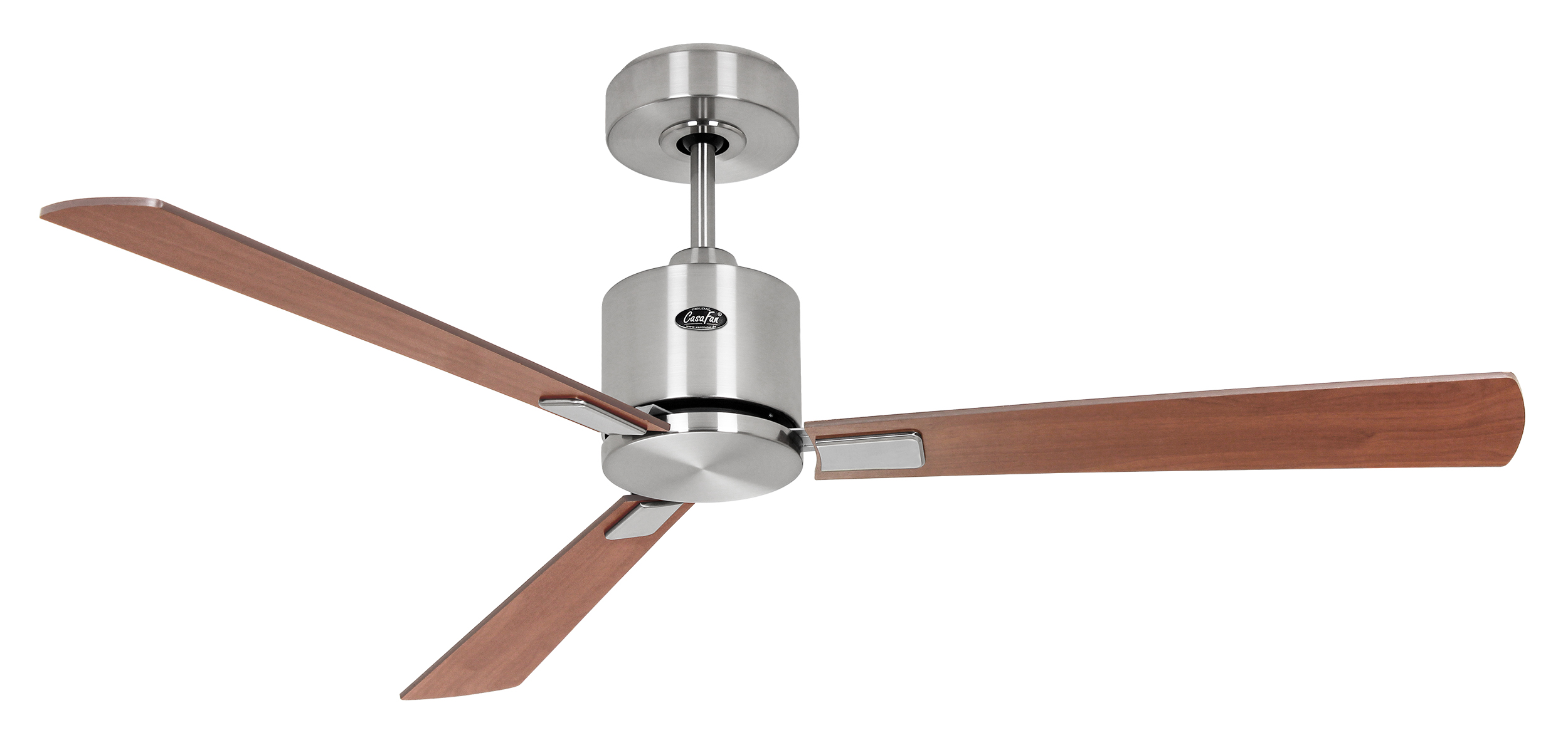 CasaFan Deckenventilator ECO CONCEPT 132 BN-NB/KI - Gehäuse Chrom gebürstet - 4 Flügel Nussbaum/Kirsche - Ø 132 cm - mit Fernbedienung
