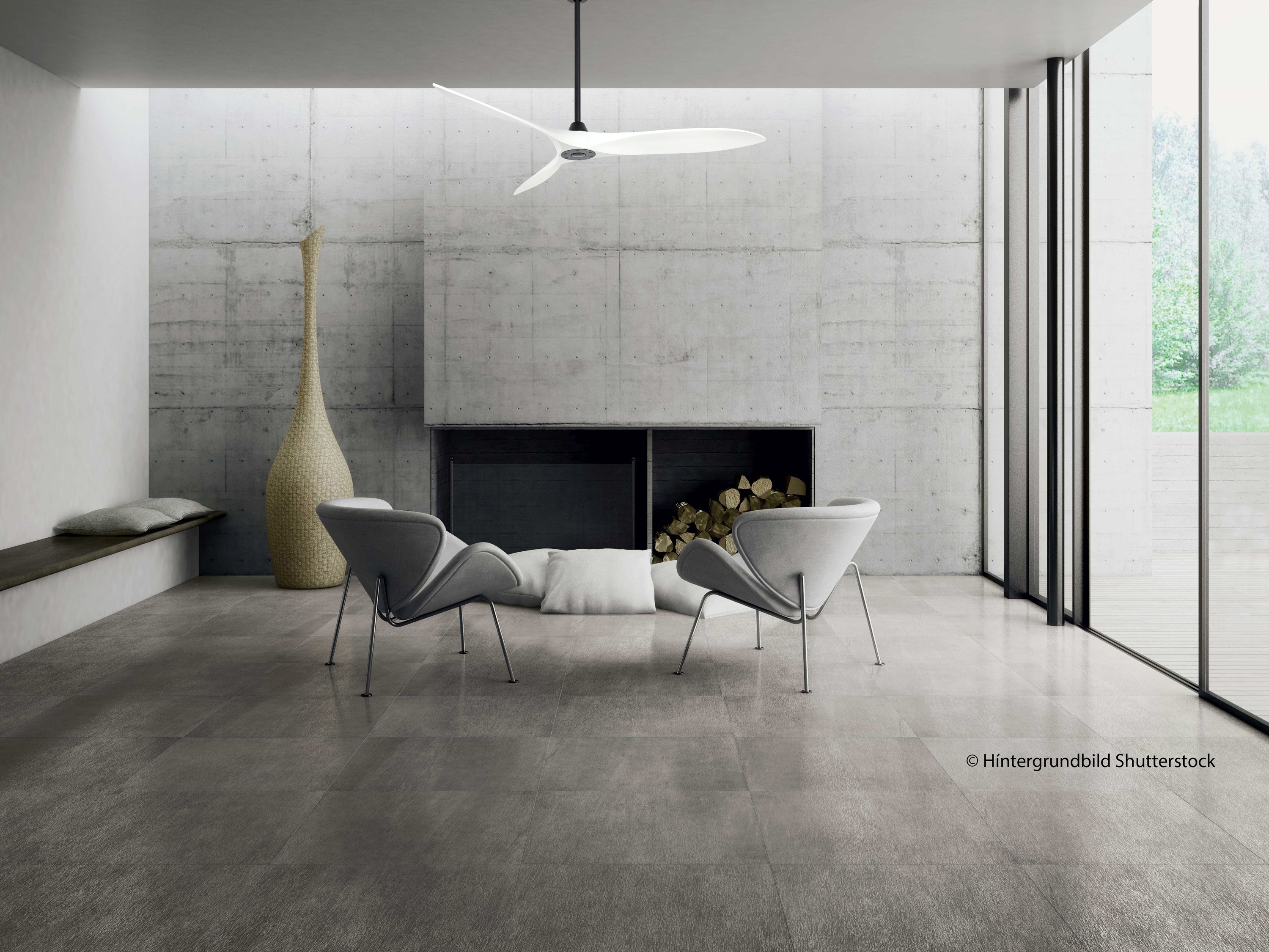 Ambiente CasaFan Deckenventilator ECO AIRSCREW 152 MS-MW - Gehäuse Lack matt schwarz - 3 Flügel Matt weiß - mit Fernbedienung - Ø 152 cm