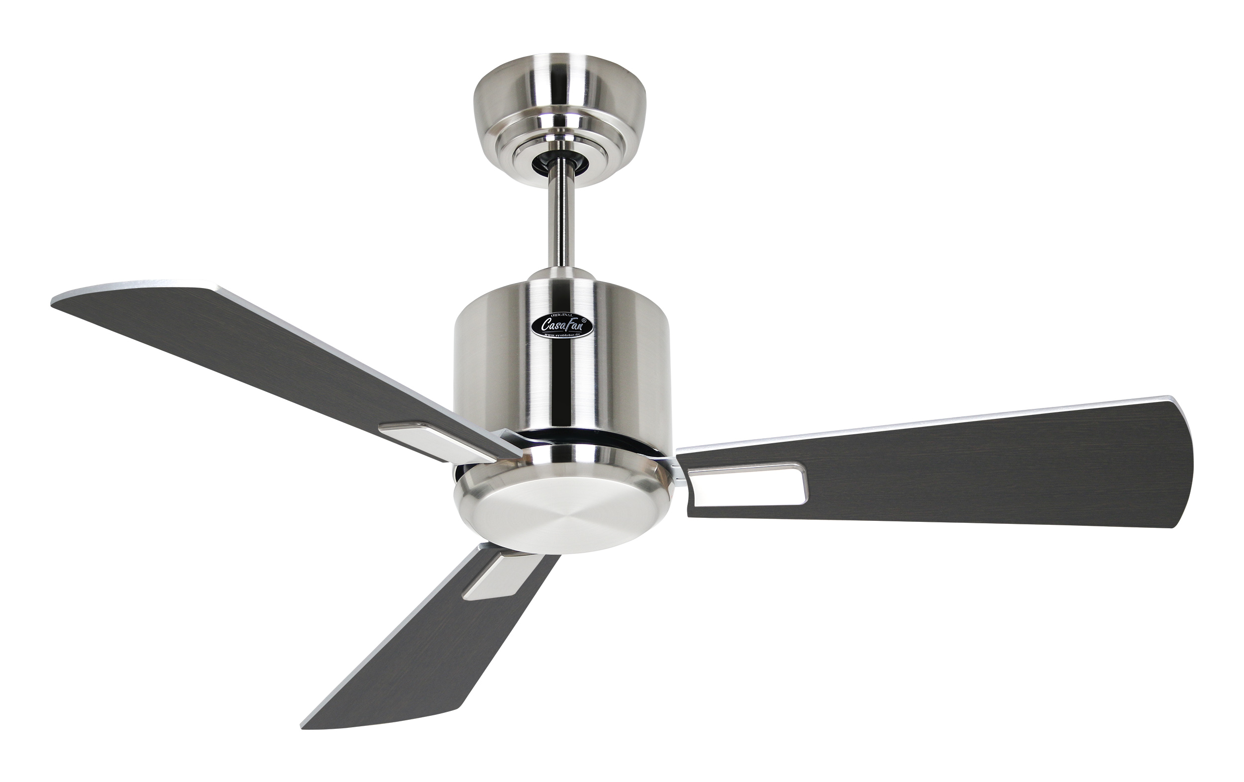 CasaFan Deckenventilator ECO NEO III 92 BN-WE/LG - Gehäuse Chrom gebürstet - 4 Flügel Wenge/Lack silber - mit Fernbedienung - Ø 92 cm