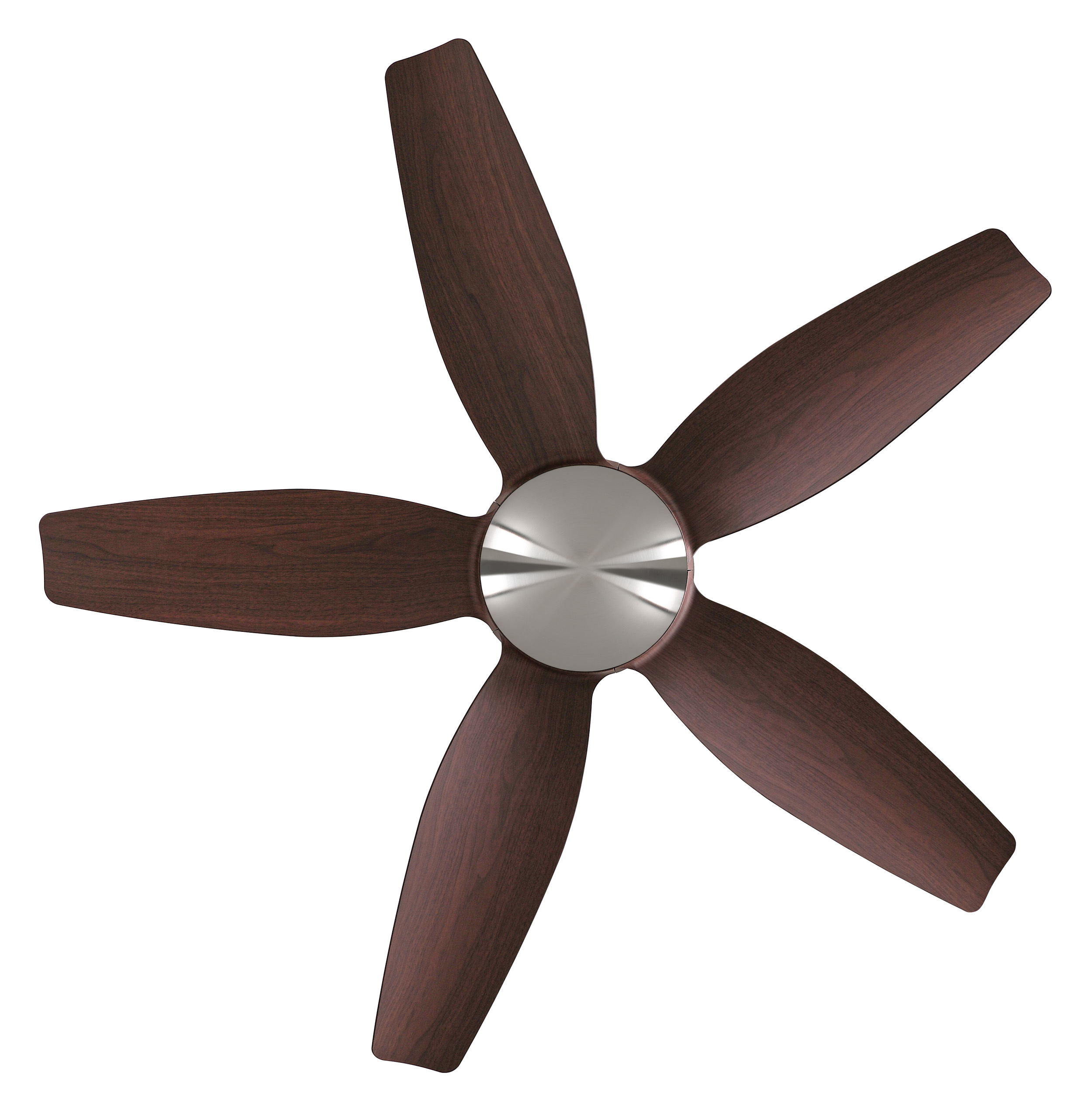 CasaFan Deckenventilator Eco Volare 116 BN-NB- Gehäuse Chrom gebürstet- 5 Flügel Nussbaum - mit Fernbedienung - Ø 116 cm