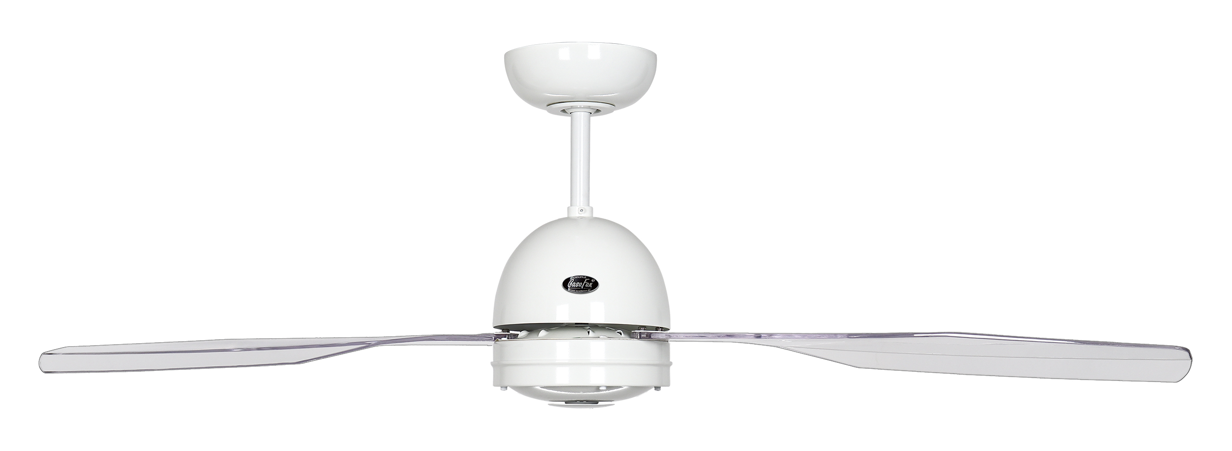 CasaFan Deckenventilator CasaFan LIBELLE WE mit Fernbedienung - Gehäuse Lack weiß - 4 Flügel Acrylglas klar - Ø 132 cm