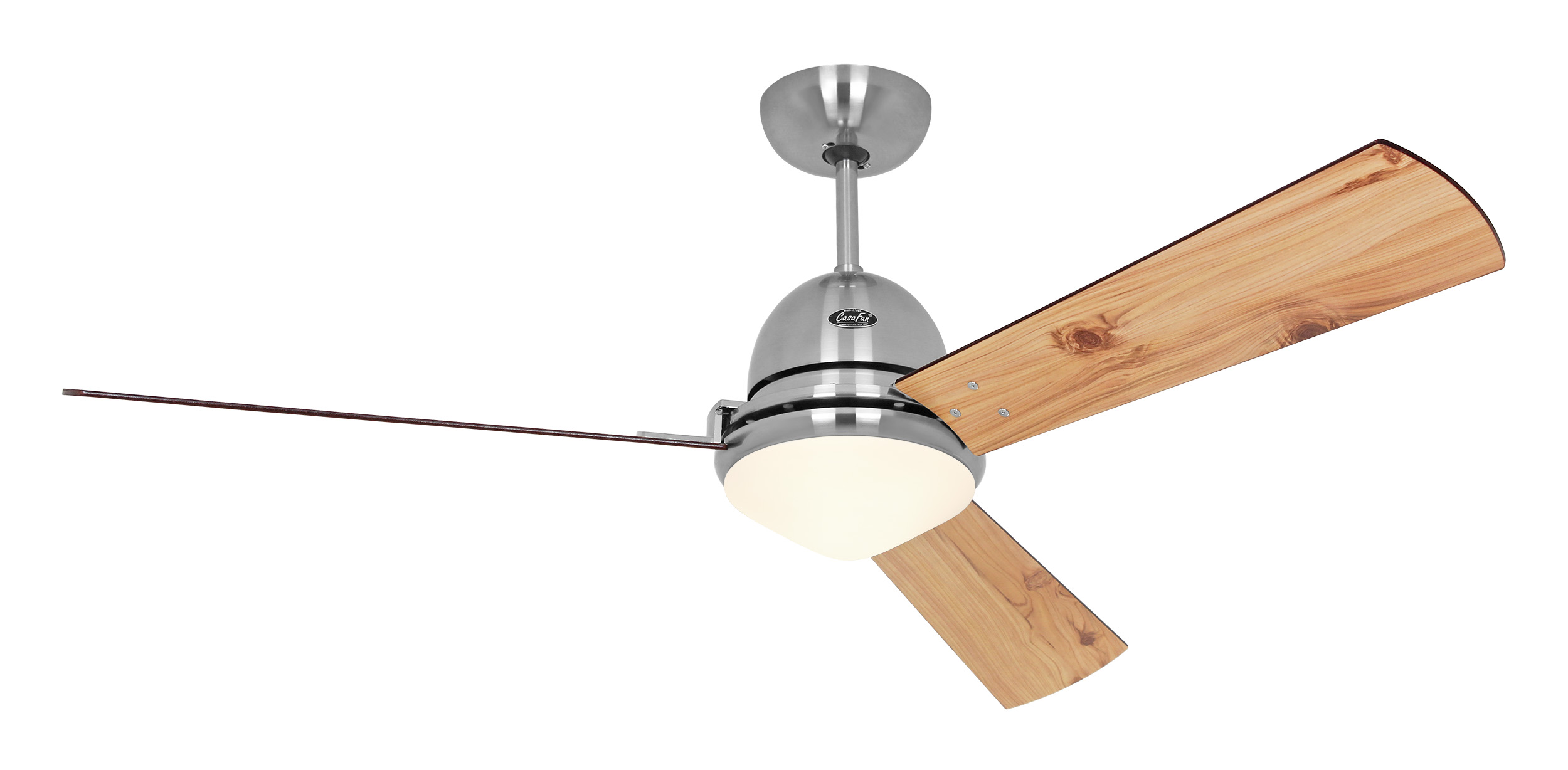 CasaFan Deckenventilator LIBECCIO BN mit Fernbedienung - Chrom gebürstet - 4 Flügel Kirsche/Ahorn  Ø 120 cm - 4 Flügel Wenge/Astpinie Ø 142 - mit Leuchte