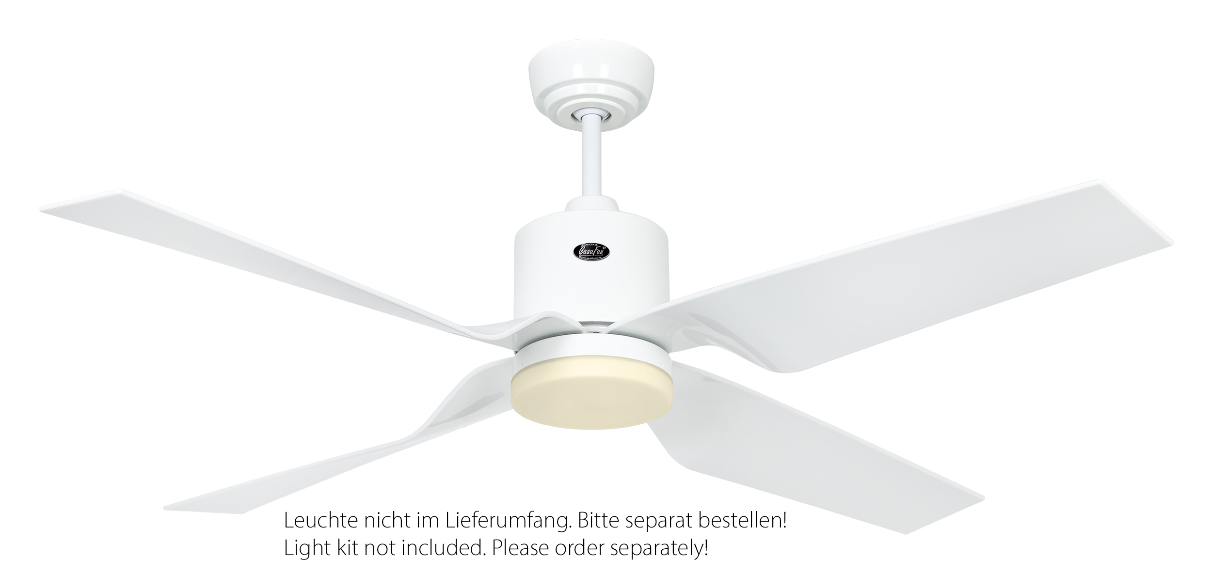 CasaFan Deckenventilator ECO DYNAMIX II WE-WE - Gehäuse Lack weiß - 4 Flügel Lack weiß - Ø 132 cm - mit Fernbedienung