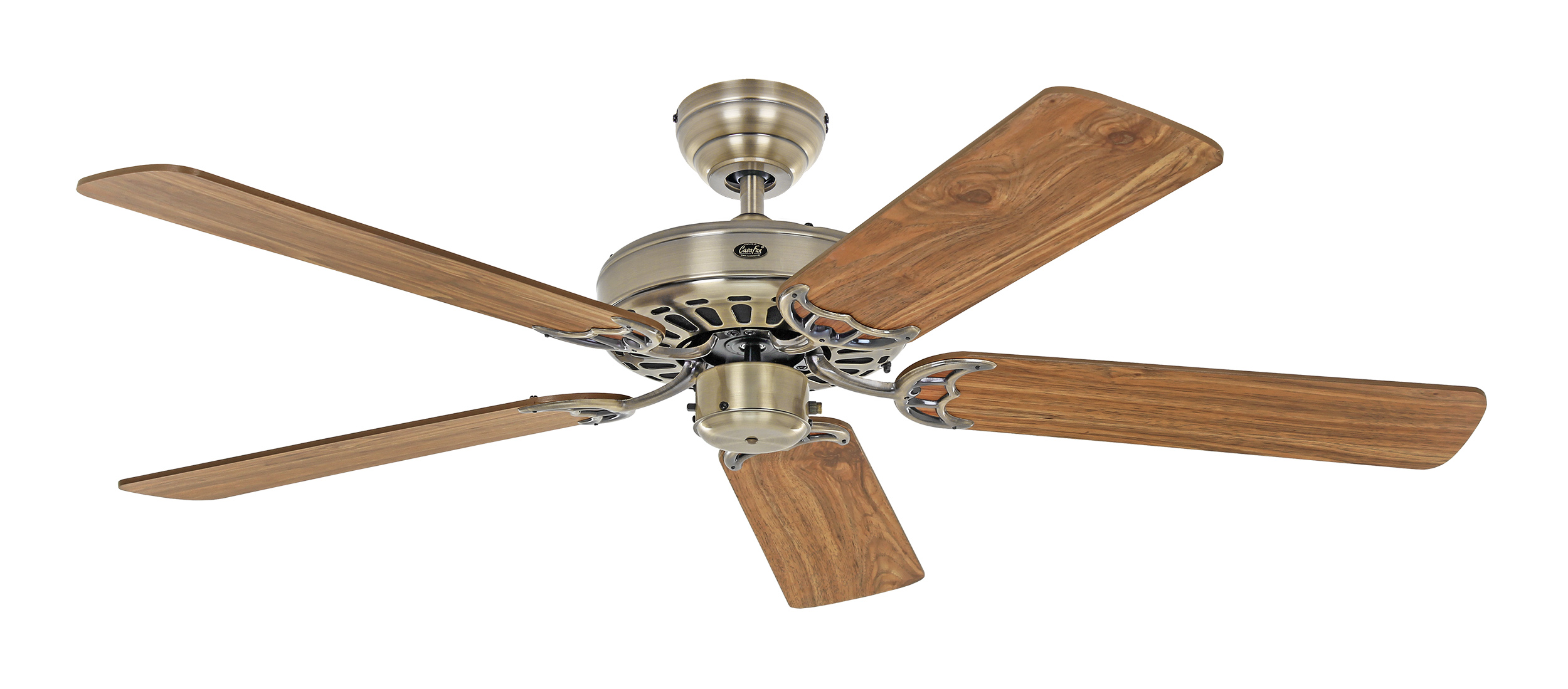 CasaFan Deckenventilator CLASSIC ROYAL 132 MA-EA/WI - Gehäuse Messing antik - 5 Flügel Eiche antik/Wildeiche - Ø 132 cm