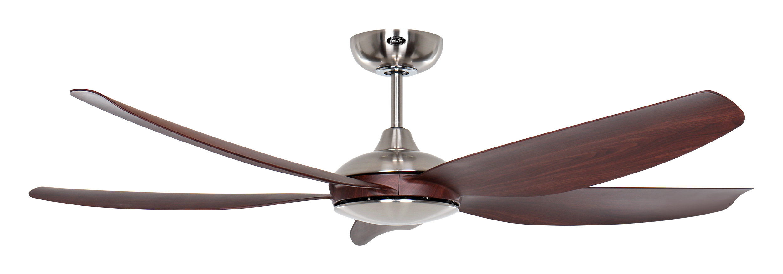 CasaFan Deckenventilator Eco Volare 142 BN-NB - Gehäuse Chrom gebürstet - 5 Flügel Nussbaum - mit Fernbedienung - Ø 142 cm