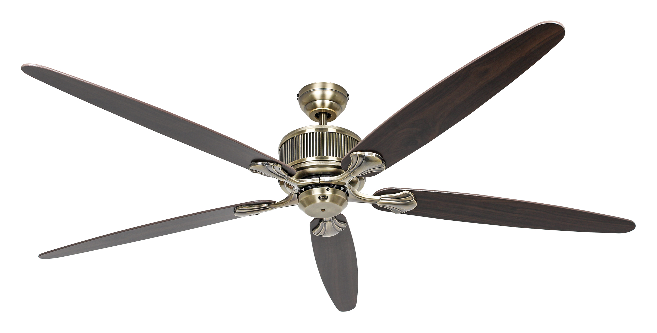 CasaFan Deckenventilator ECO ELEMENTS 180 MA-EA/NB - Gehäuse Messing antik - 5 Flügel Eiche antik/Nussbaum - Ø 180 cm - mit Fernbedienung