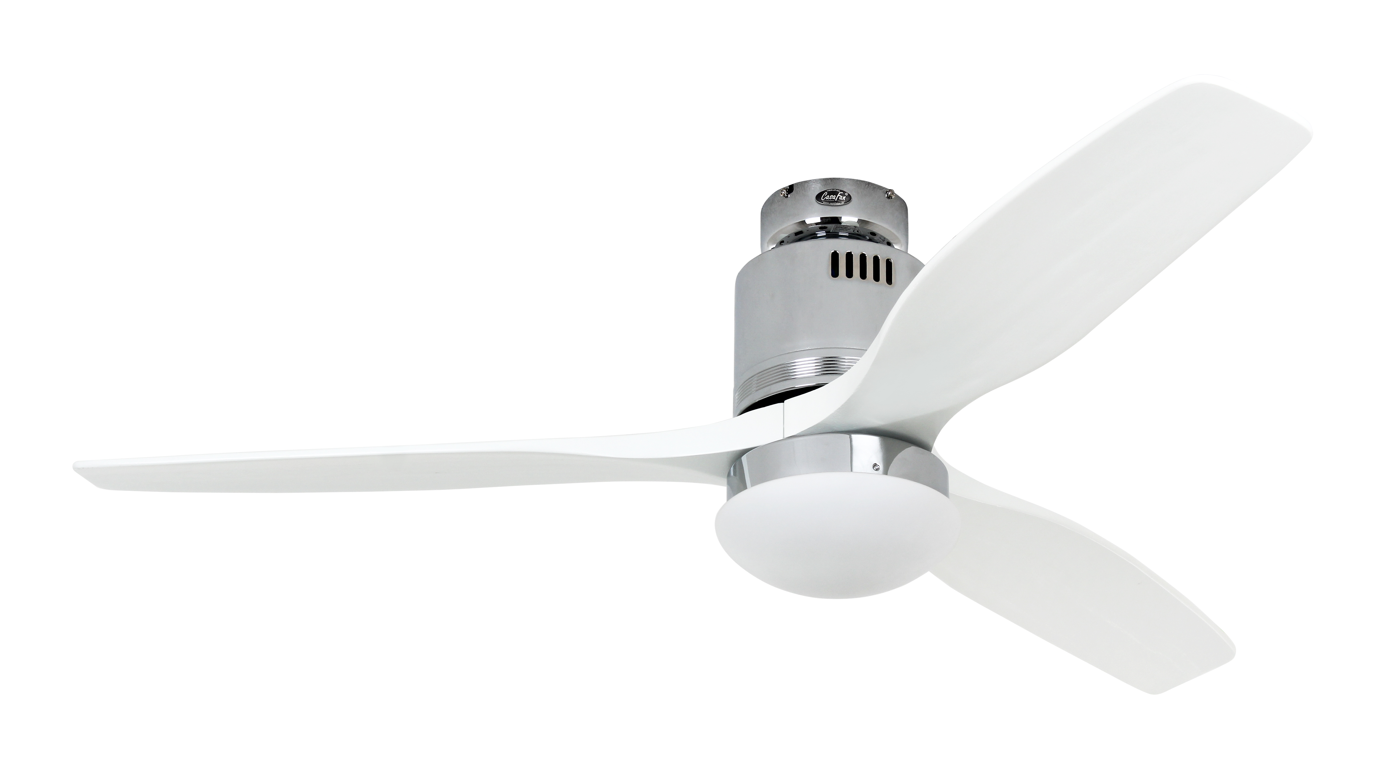 CasaFan Deckenventilator AERODYNAMIX ECO 132 CH - Chrom glänzend - 3 Flügel Lack weiß - Ø 132 cm - mit Fernbedienung - mit Leuchte