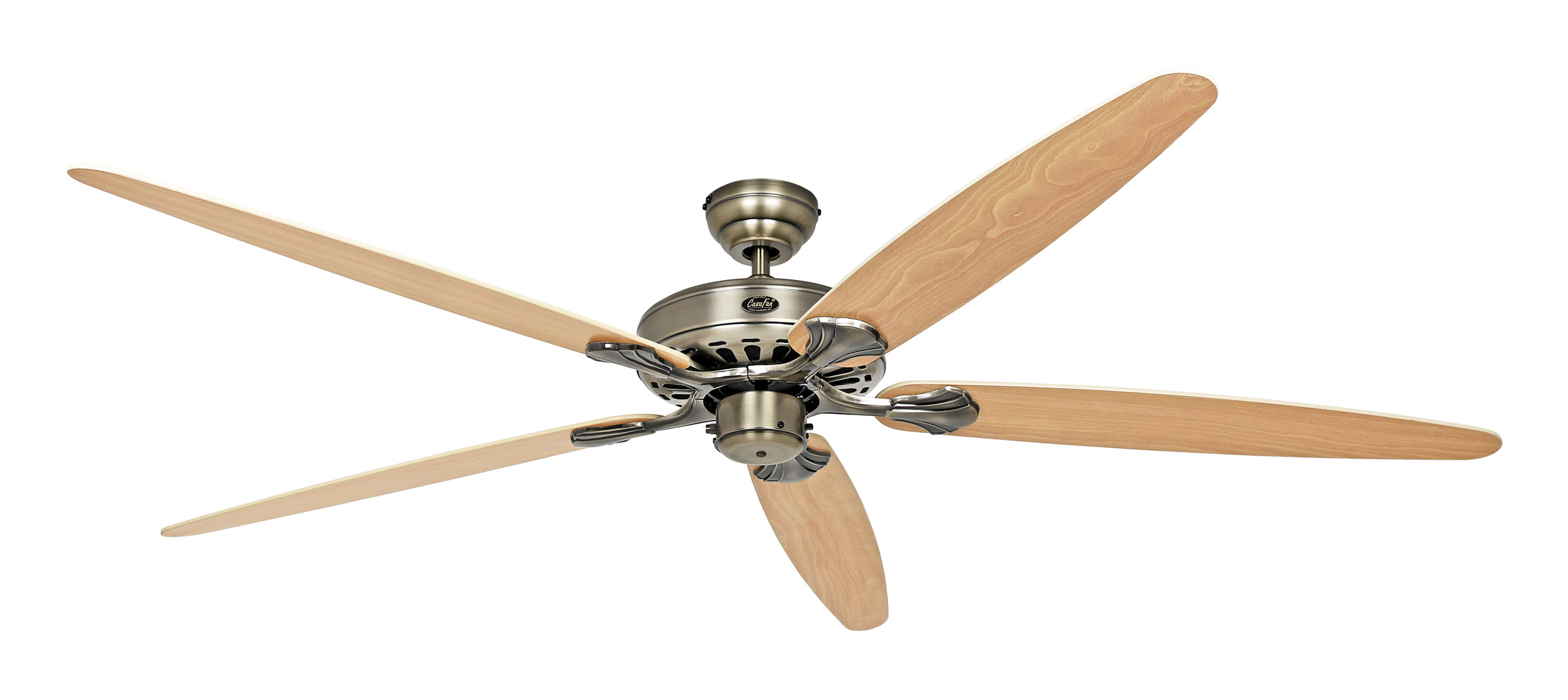 CasaFan Deckenventilator CLASSIC ROYAL 180 MA-AH/BU - 5 Flügel Ahorn/Buche - Gehäuse Messing antik - Ø 180 cm