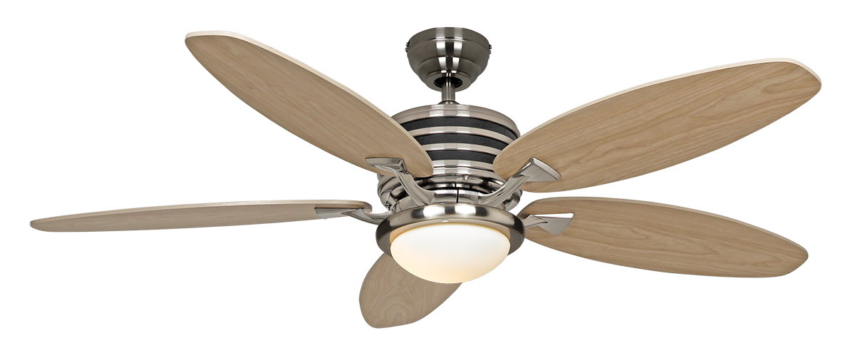 CasaFan Deckenventilator ECO GAMMA 137 BU-AH - Gehäuse Chrom gebürstet - 5 Flügel Buche/Ahorn - Ø 137 cm - mit Fernbedienung
