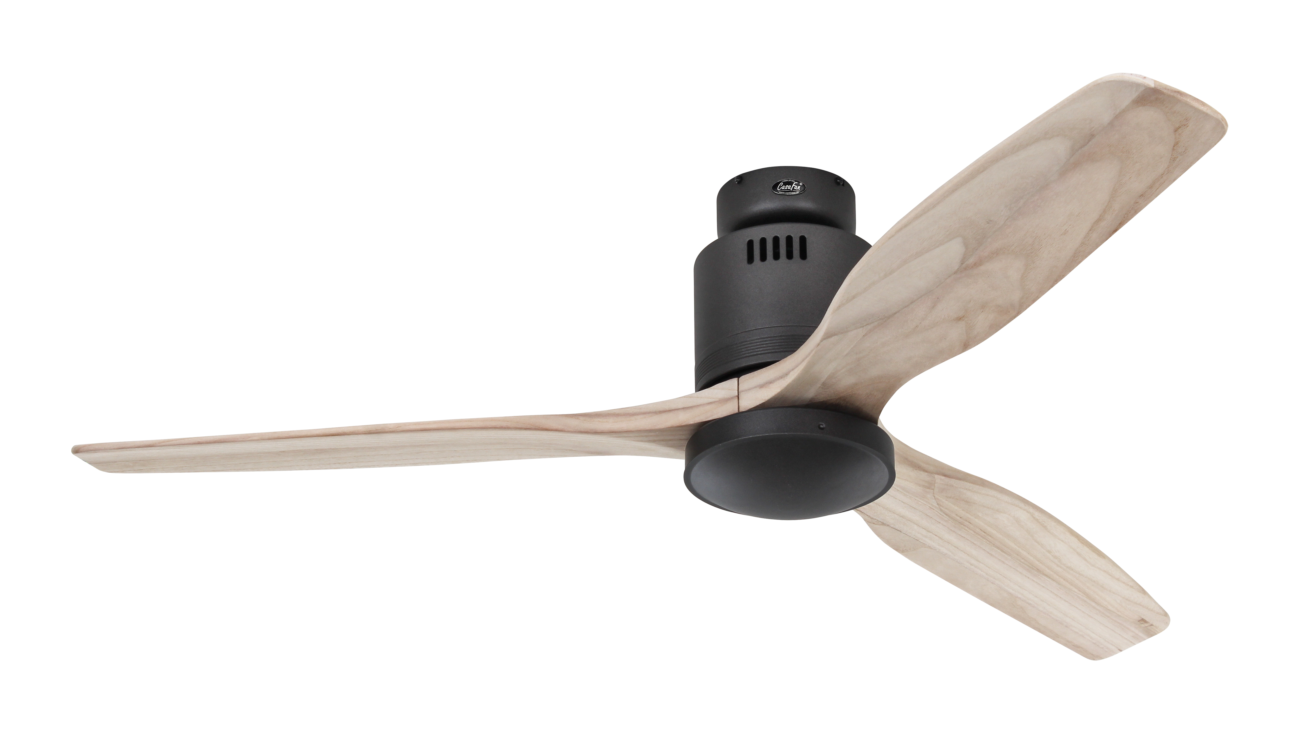 CasaFan Deckenventilator AERODYNAMIX ECO 132 BG-NT -  Lack basaltgrau - 3 Flügel Holz natur - Ø 132 cm - mit Fernbedienung - mit Leuchte