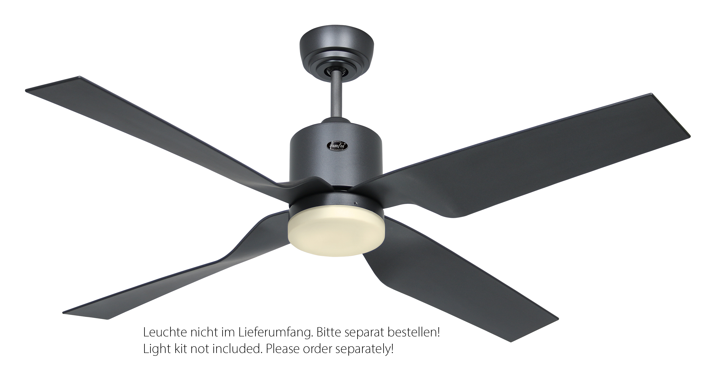 CasaFan Deckenventilator ECO DYNAMIX II BG-BG - Gehäuse Lack basaltgrau - 4 Flügel Kunststoff Lack basaltgrau - Ø 132 cm - mit Fernbedienung