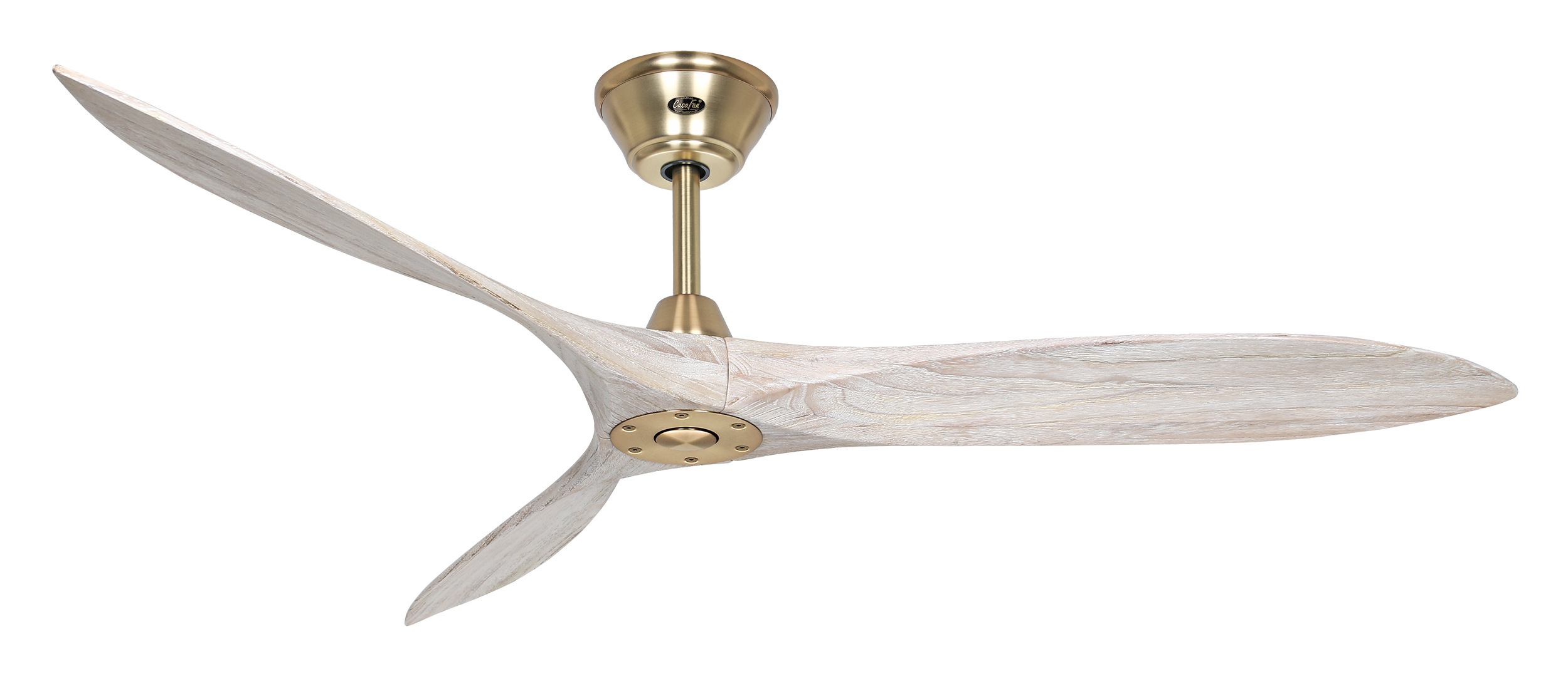 CasaFan Deckenventilator ECO AIRSCREW 152 MG-BW - Gehäuse Messing gebürstet - 3 Flügel Weiß gebürstet - mit Fernbedienung - Ø 152 cm