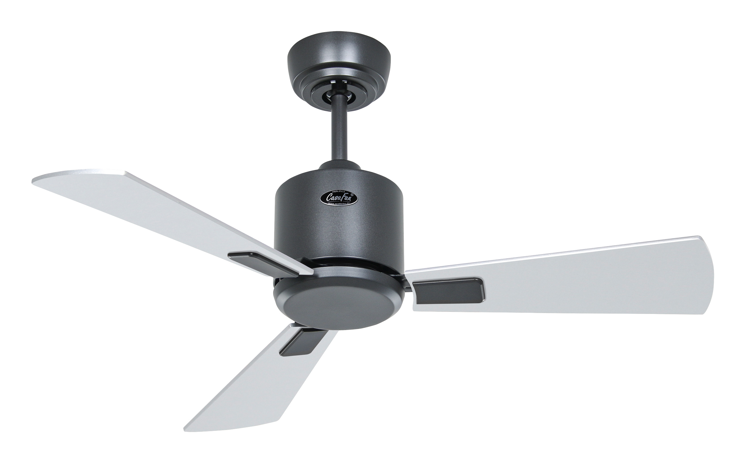 CasaFan Deckenventilator ECO NEO III 92 BG-WN/SI - Gehäuse Lack basaltgrau - 4 Flügel Wenge/Lack silber - mit Fernbedienung - Ø 92 cm