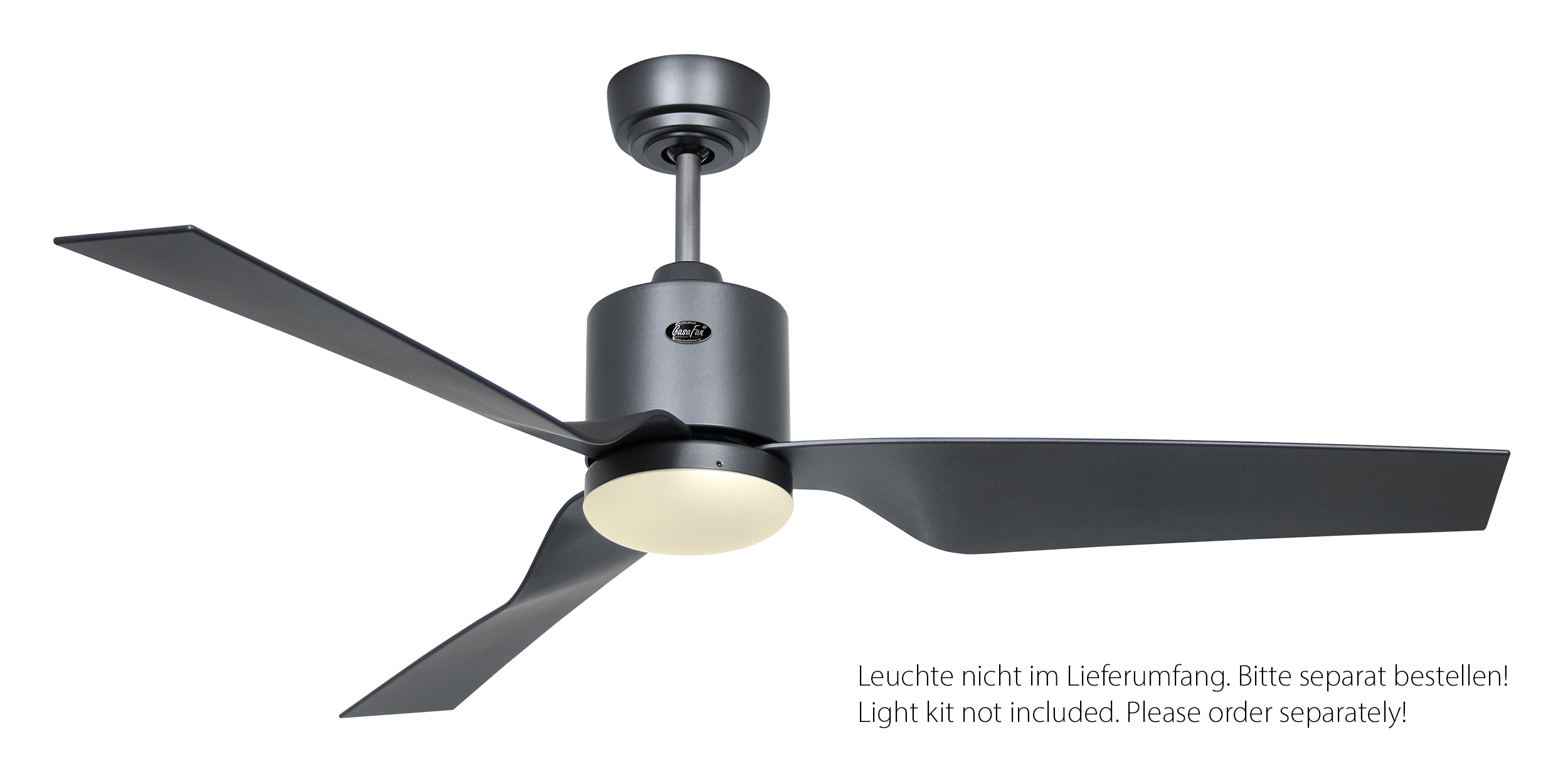 CasaFan Deckenventilator ECO DYNAMIX II BG-BG - Gehäuse Lack basaltgrau - 4 Flügel Kunststoff Lack basaltgrau - Ø 132 cm - mit Fernbedienung