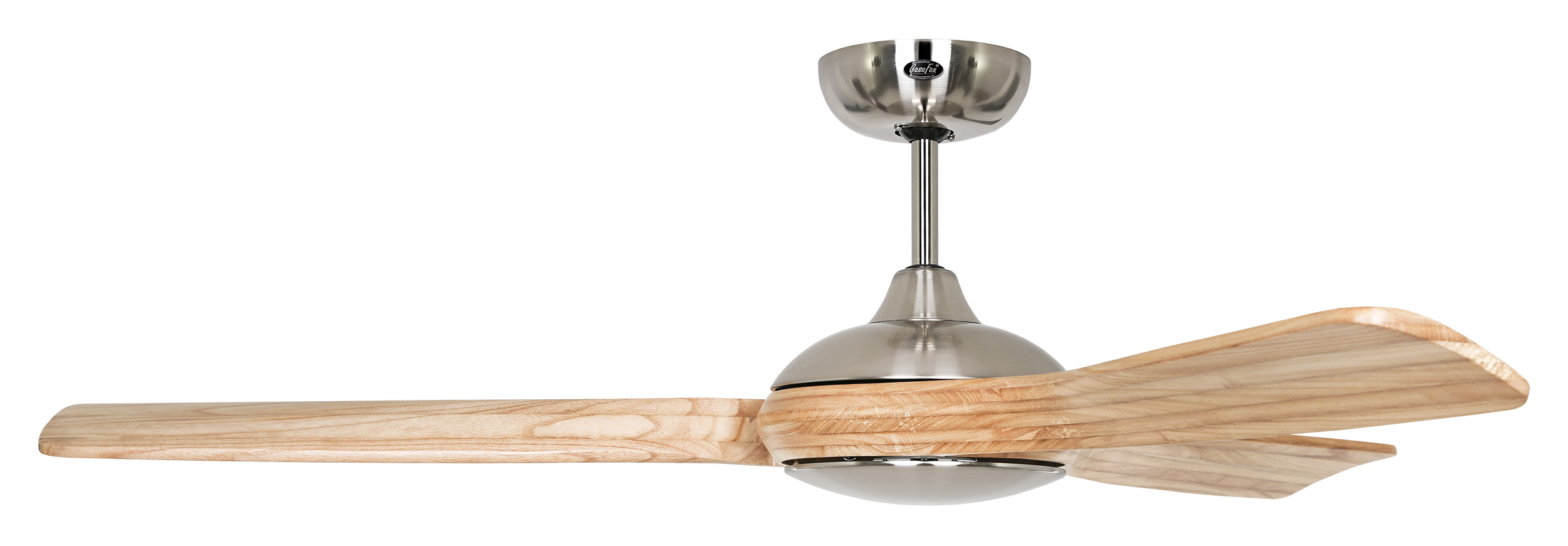 CasaFan Deckenventilator Eco Interior BN-NT- Gehäuse Chrom gebürstet - 3 Flügel Holz natur - mit Fernbedienung - Ø 140 cm