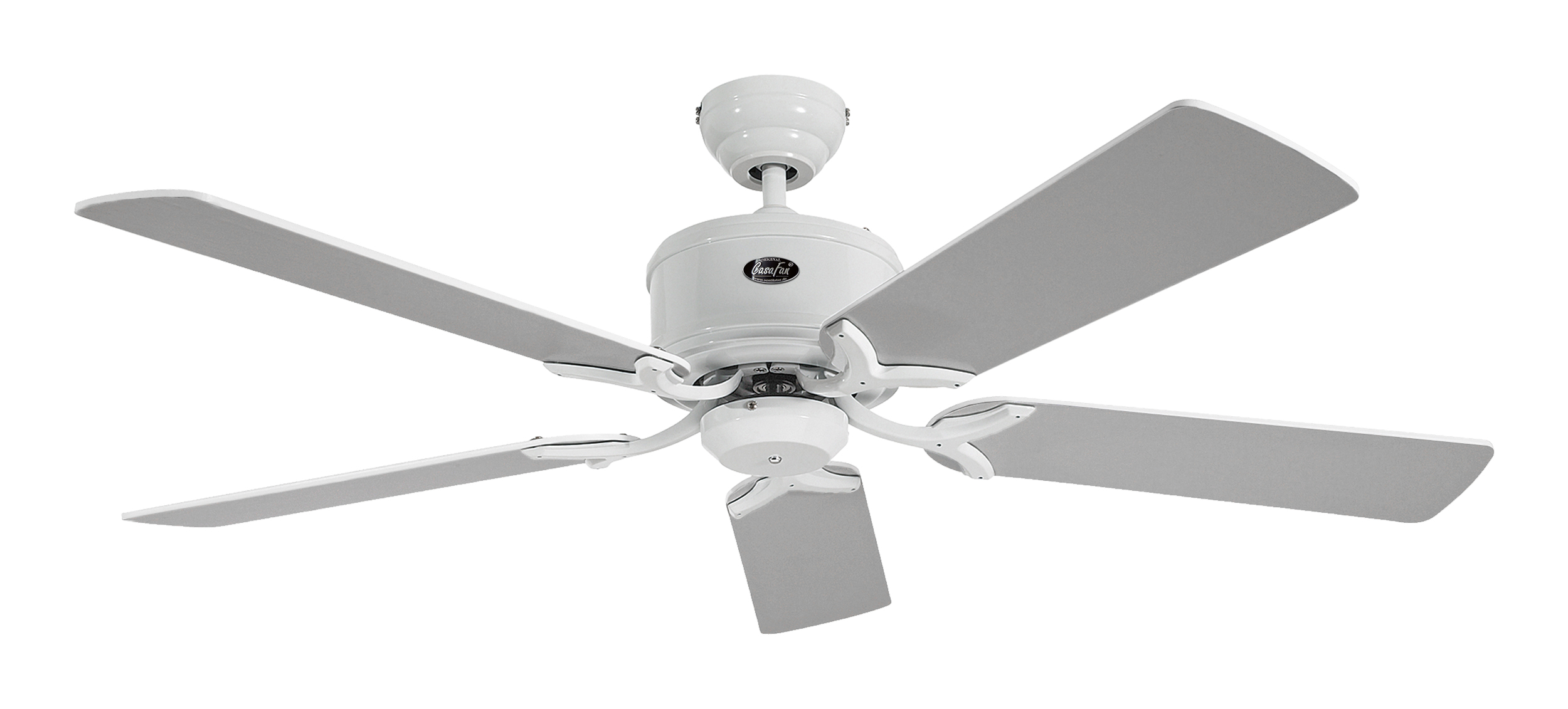 CasaFan Deckenventilator ECO ELEMENTS 132 WE-WE/LG - Gehäuse Lack weiß - 5 Flügel Lack weiß/mittelgrau - Ø 132 cm - mit Fernbedienung