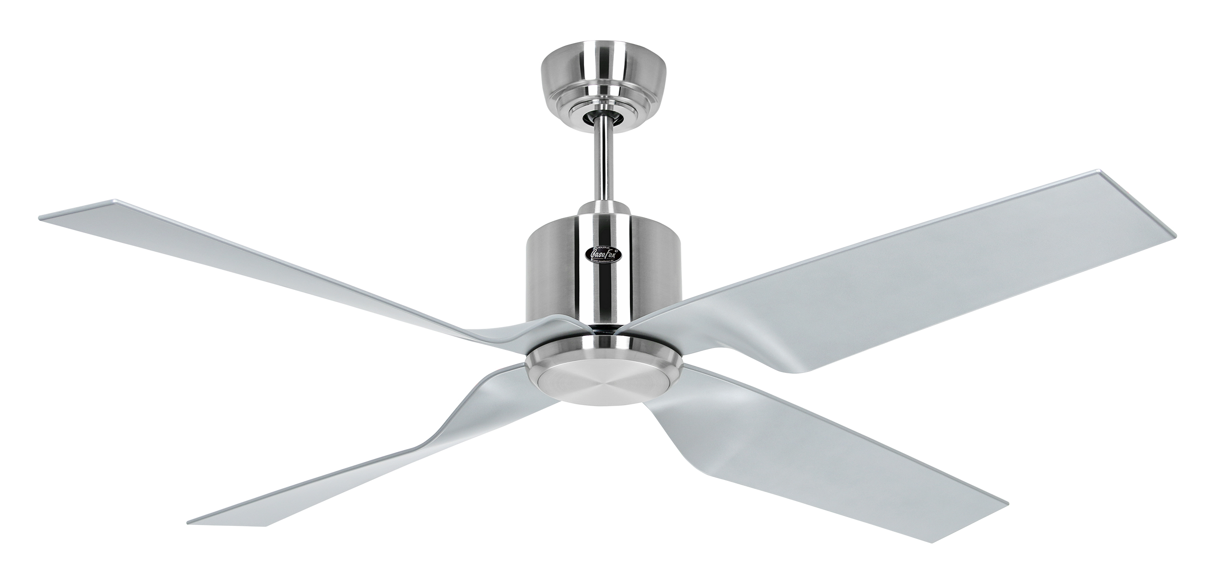 CasaFan Deckenventilator ECO DYNAMIX II BN-SI - Gehäuse Chrom gebürstet - 4 Flügel Kunststoff Lack silber - Ø 132 cm - mit Fernbedienung