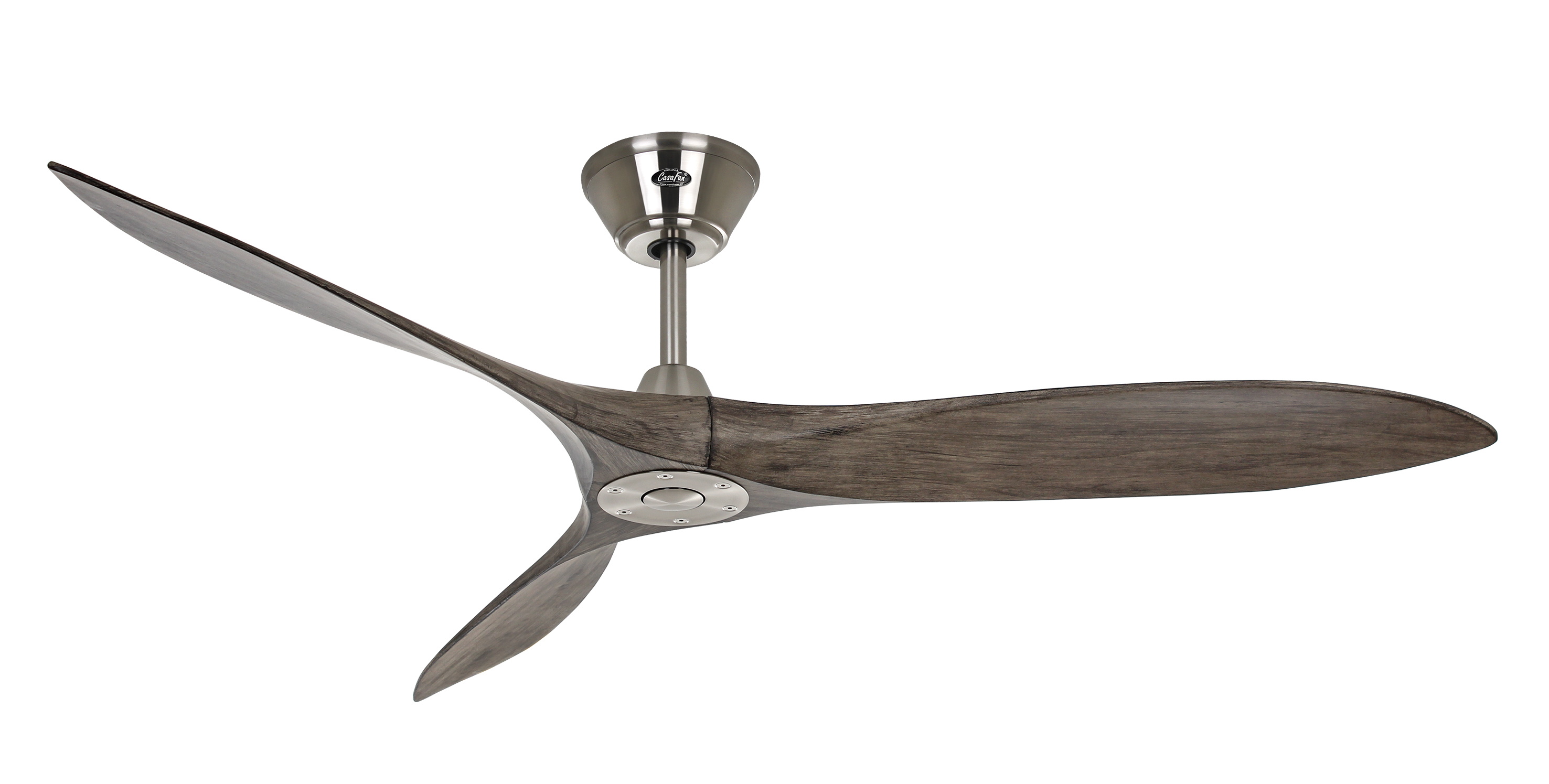 CasaFan Deckenventilator ECO AIRSCREW 152 BN-GW - Gehäuse Chrom gebürstet - 3 Flügel Grey washed - mit Fernbedienung - Ø 152 cm