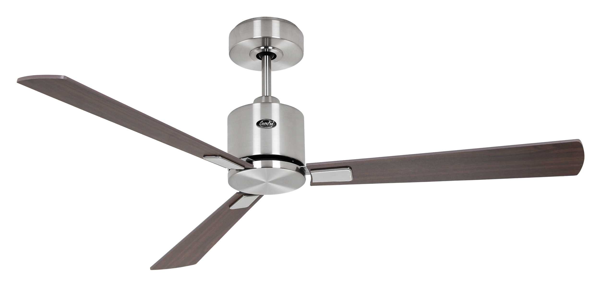 CasaFan Deckenventilator ECO CONCEPT 132 BN-NB/KI - Gehäuse Chrom gebürstet - 4 Flügel Nussbaum/Kirsche - Ø 132 cm - mit Fernbedienung