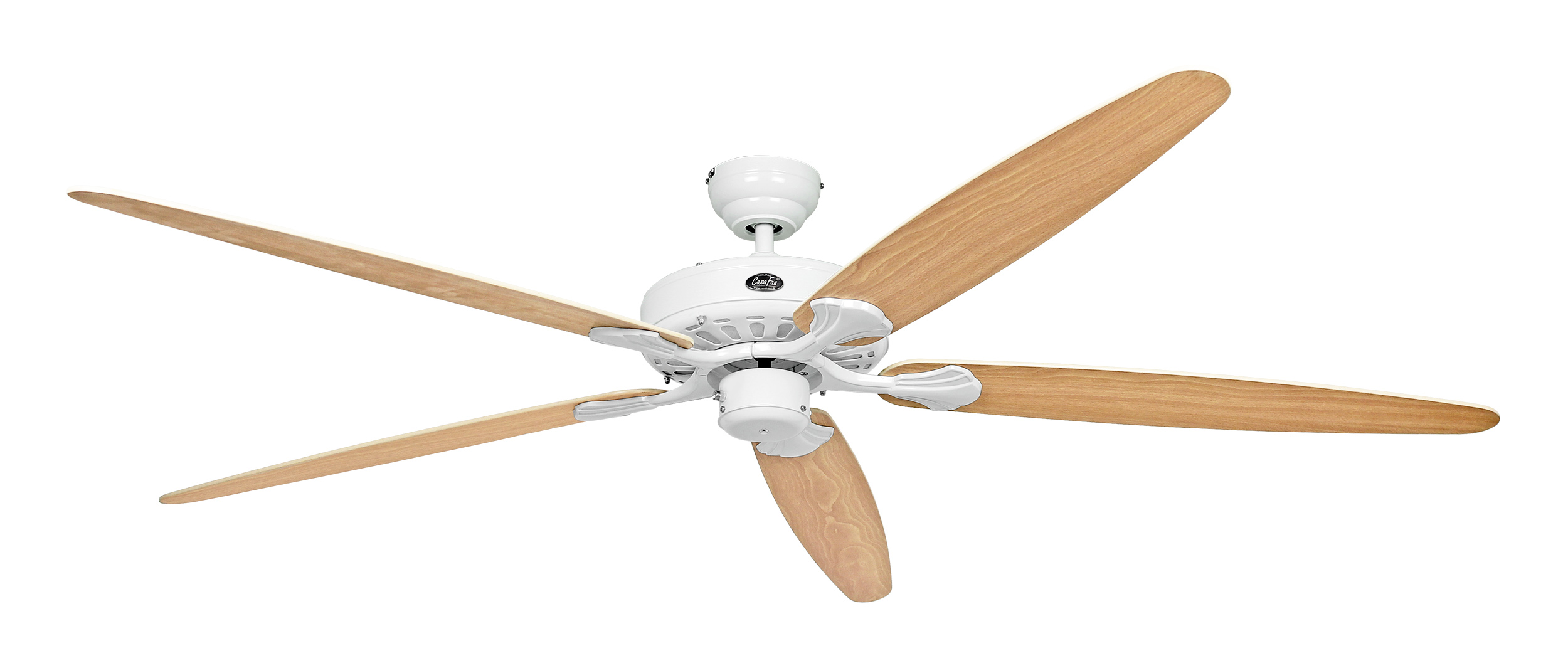 CasaFan Deckenventilator CLASSIC ROYAL 180 WE-AH/BU - 5 Flügel Ahorn/Buche - Gehäuse Lack weiß - Ø 180 cm