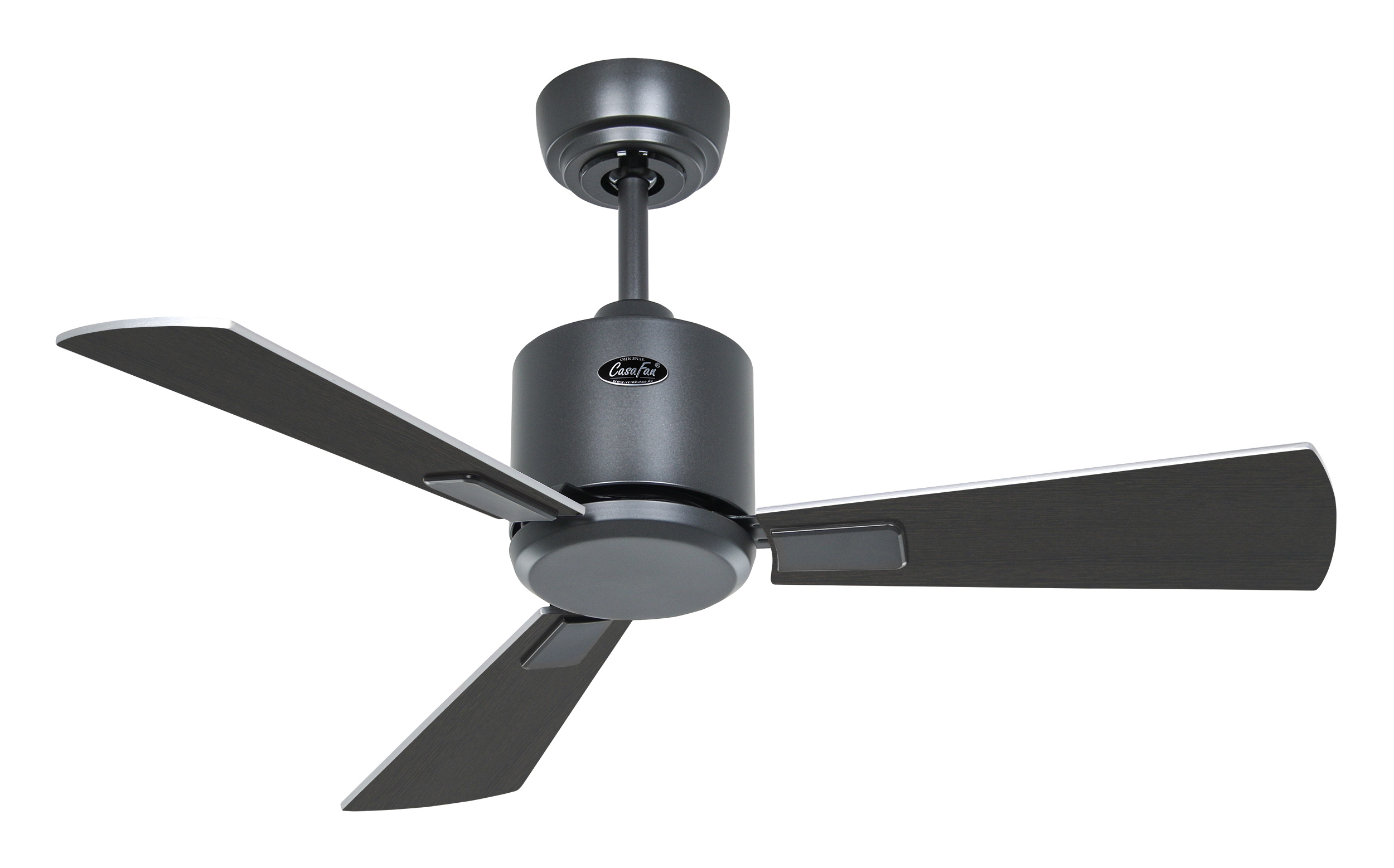 CasaFan Deckenventilator ECO NEO III 92 BG-WN/SI - Gehäuse Lack basaltgrau - 4 Flügel Wenge/Lack silber - mit Fernbedienung - Ø 92 cm