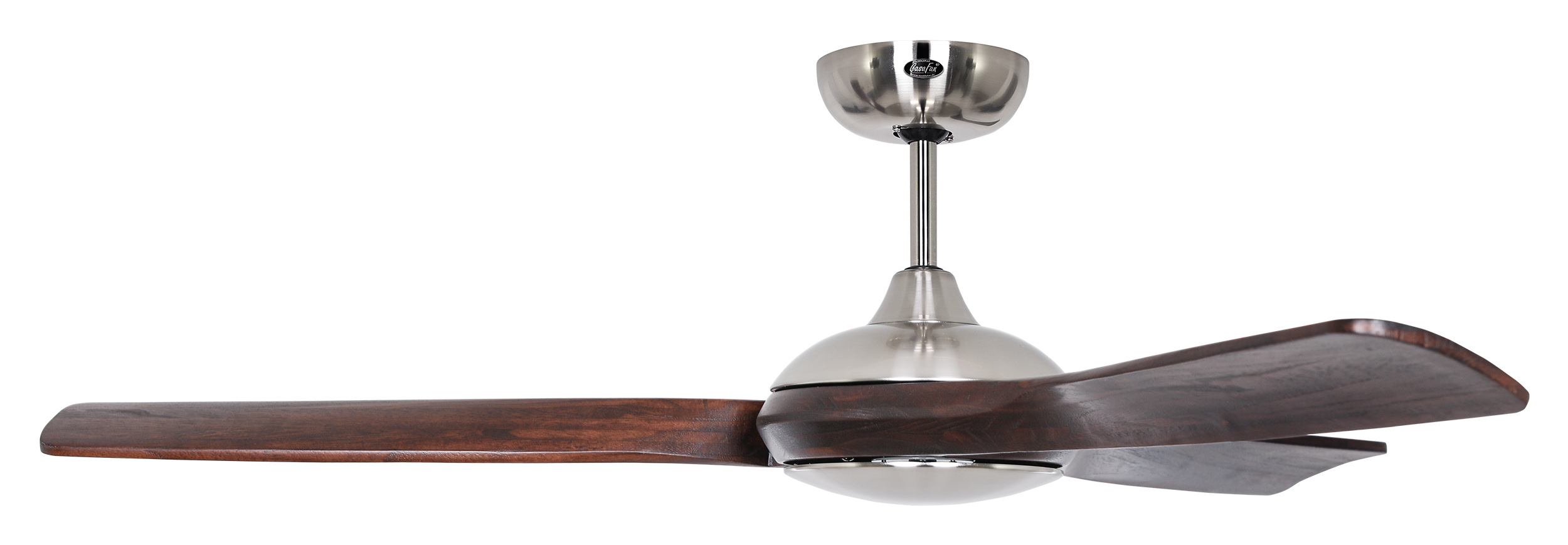 CasaFan Deckenventilator Eco Interior BN-NB - Gehäuse Chrom gebürstet - 3 Flügel Nussbaum - mit Fernbedienung - Ø 140 cm