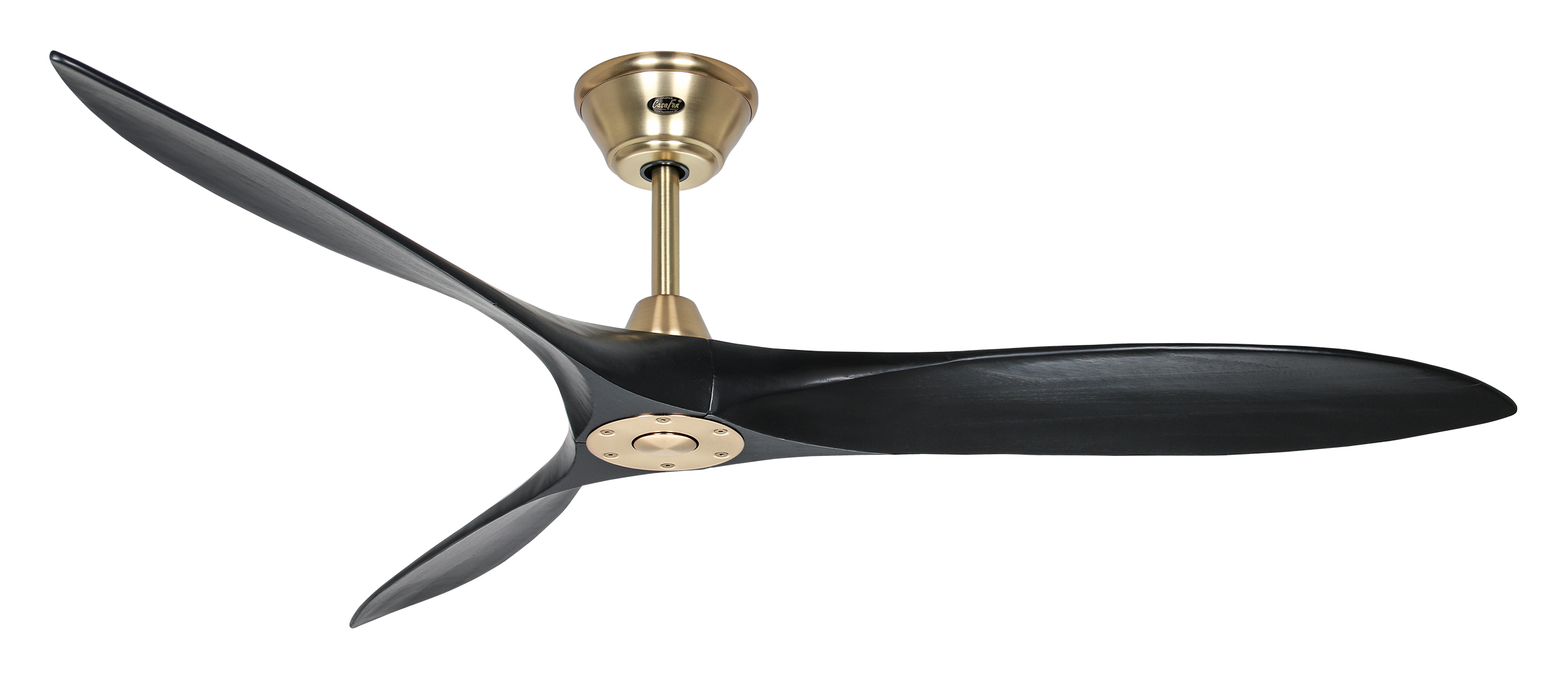 CasaFan Deckenventilator ECO AIRSCREW 152 MG-MS - Gehäuse Messing gebürstet - 3 Flügel Matt schwarz - mit Fernbedienung - Ø 152 cm