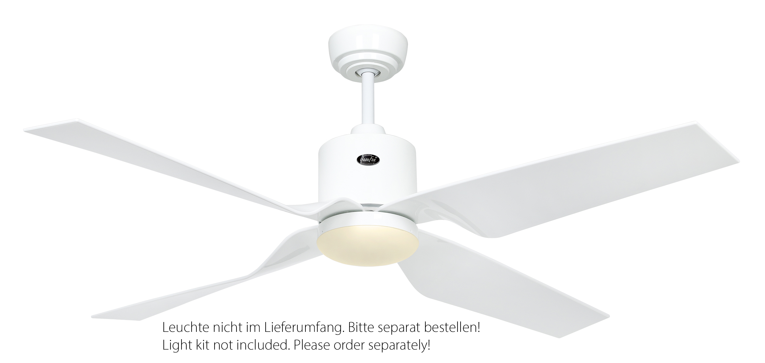 CasaFan Deckenventilator ECO DYNAMIX II WE-WE - Gehäuse Lack weiß - 4 Flügel Lack weiß - Ø 132 cm - mit Fernbedienung
