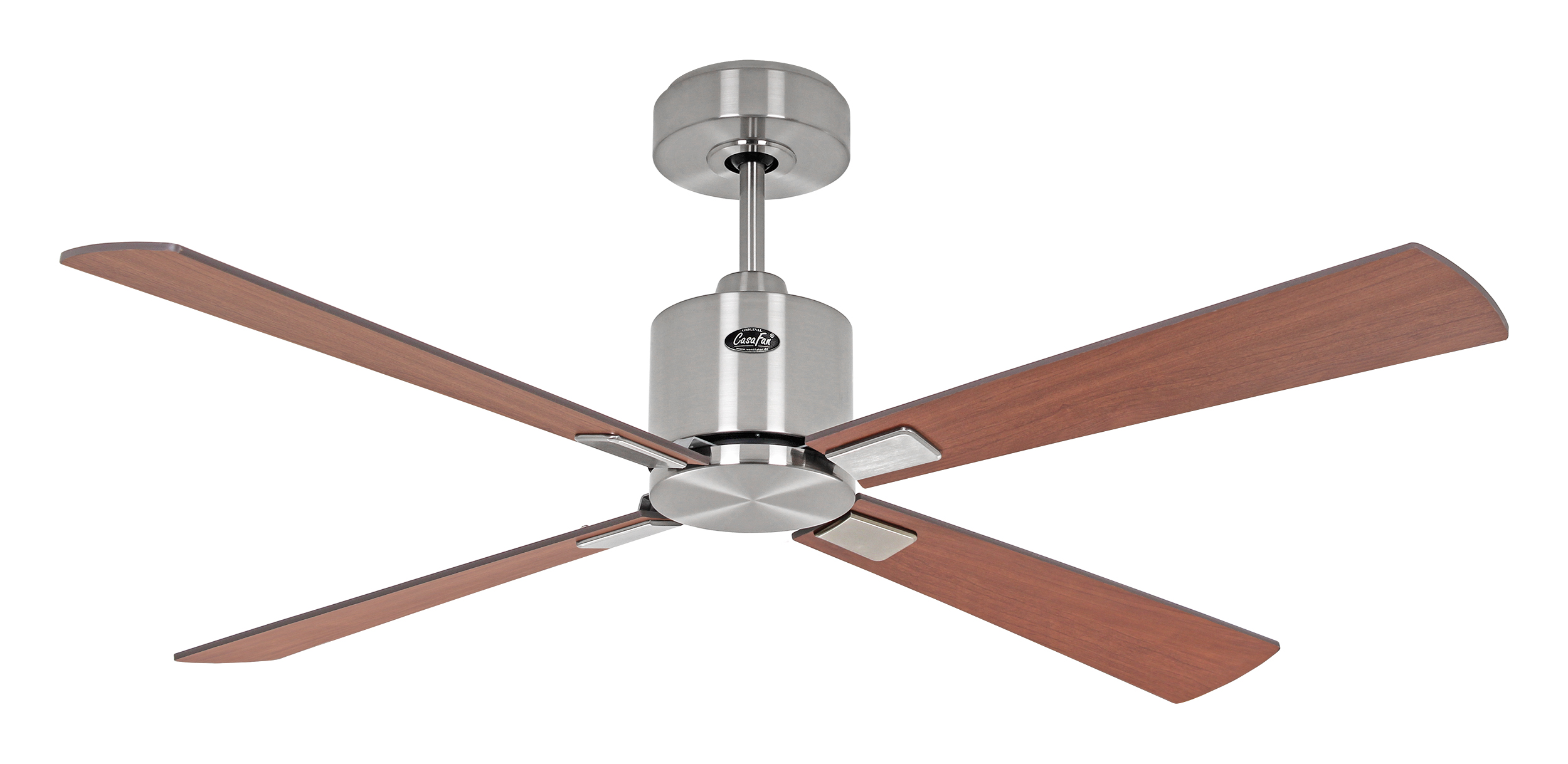 CasaFan Deckenventilator ECO CONCEPT 132 BN-NB/KI - Gehäuse Chrom gebürstet - 4 Flügel Nussbaum/Kirsche - Ø 132 cm - mit Fernbedienung