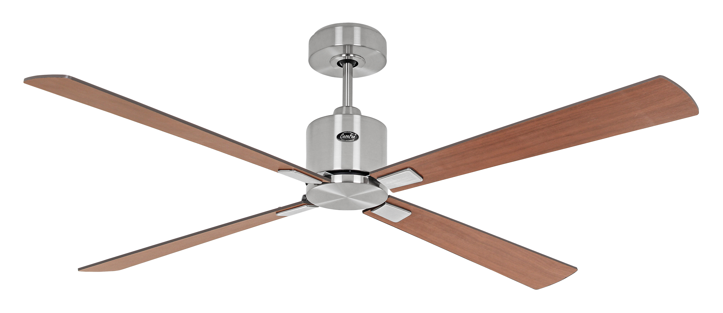 CasaFan Deckenventilator ECO CONCEPT 152 BN-NB/KI - Gehäuse Chrom gebürstet - 4 Flügel Nussbaum/Kirsche - Ø 152 cm - mit Fernbedienung