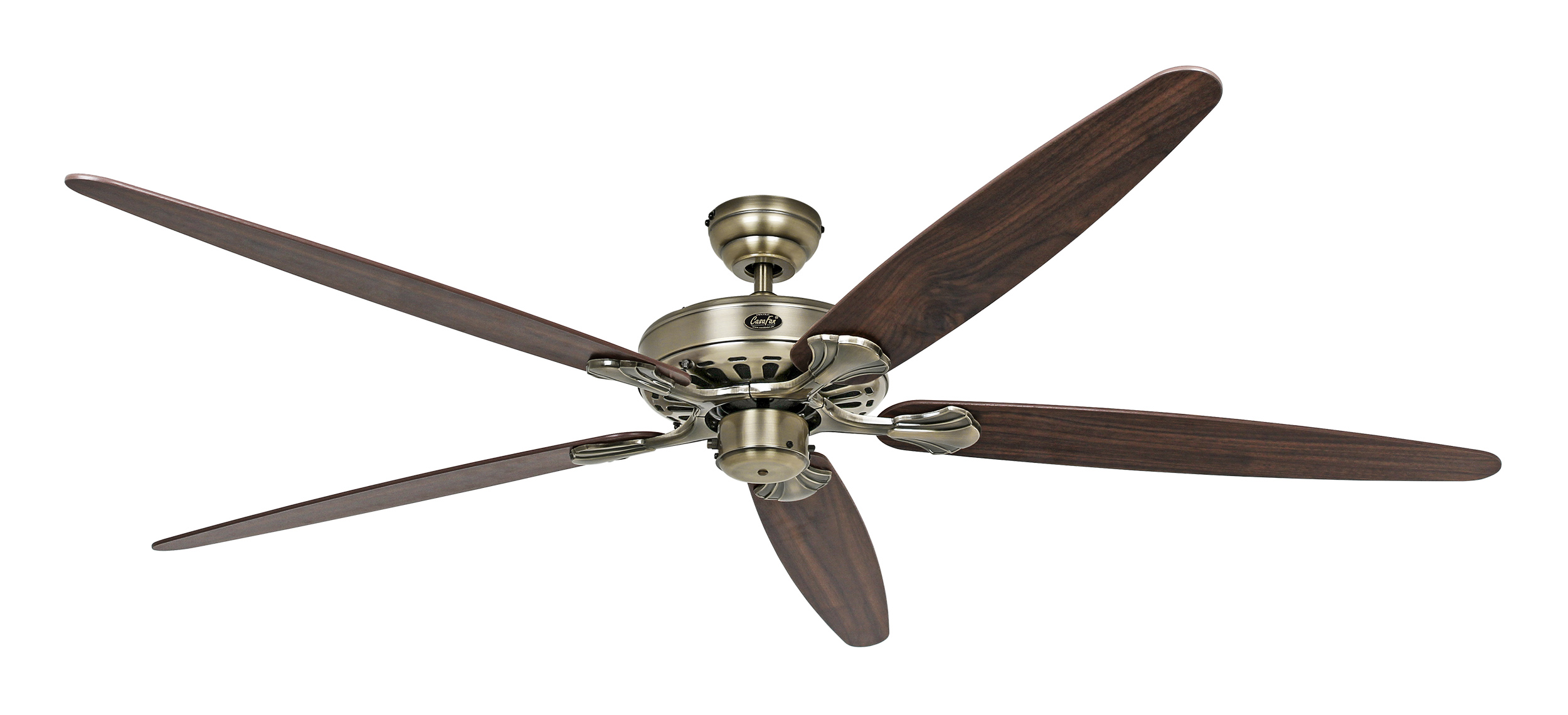 CasaFan Deckenventilator CLASSIC ROYAL 180 MA-EA/NB - 5 Flügel Eiche antik/Nussbaum - Gehäuse Messing antik - Ø 180 cm