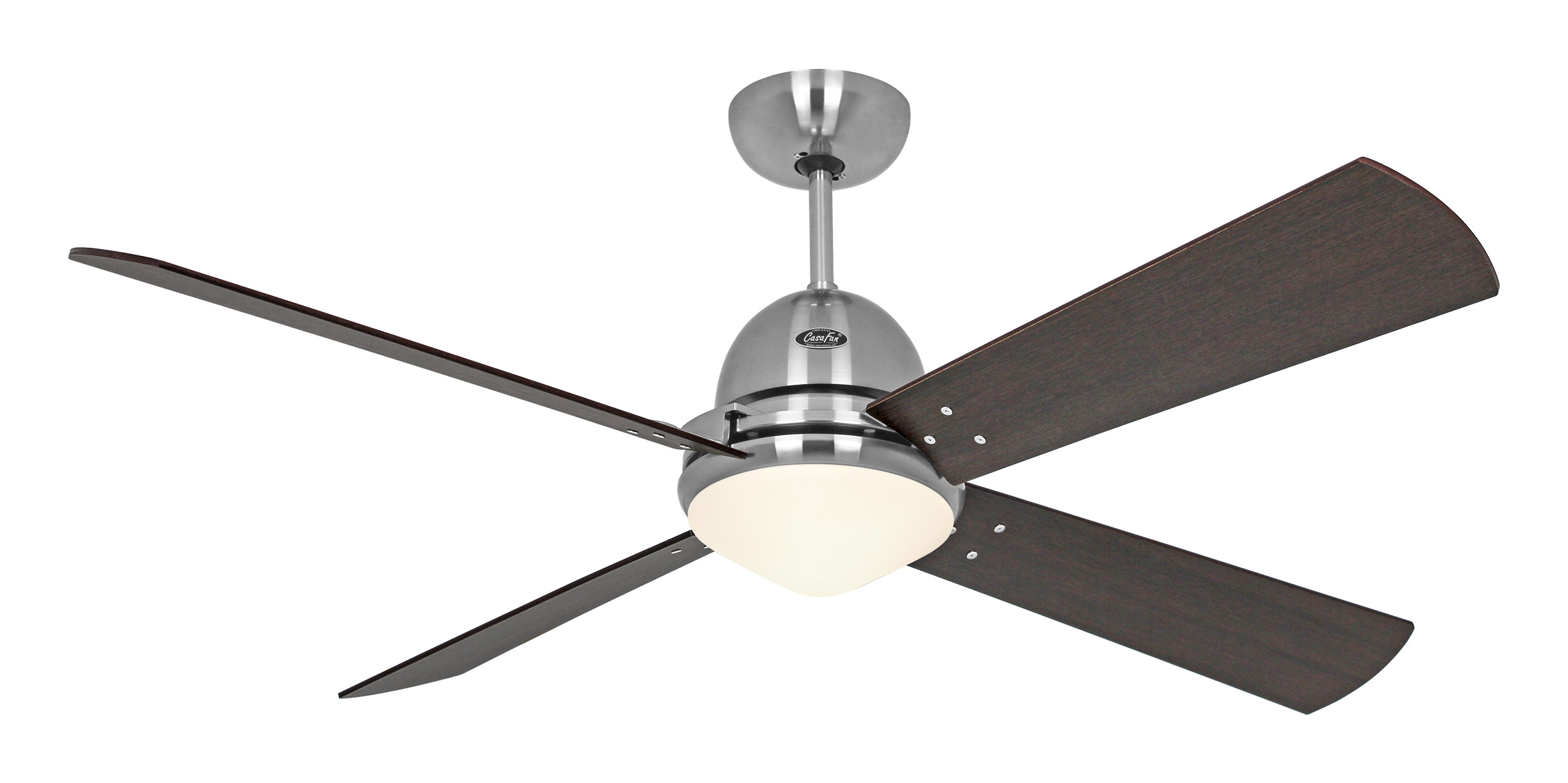 CasaFan Deckenventilator LIBECCIO BN mit Fernbedienung - Chrom gebürstet - 4 Flügel Kirsche/Ahorn  Ø 120 cm - 4 Flügel Wenge/Astpinie Ø 142 - mit Leuchte
